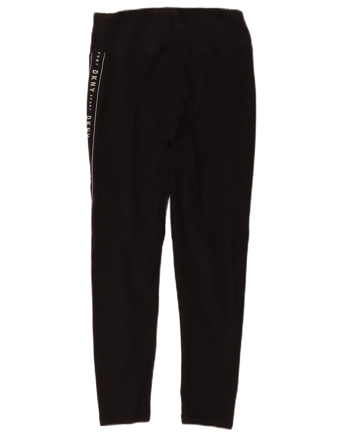 Dkny Womens Crop Graphic Leggings UK 8 Small Black Cotton - Image 2