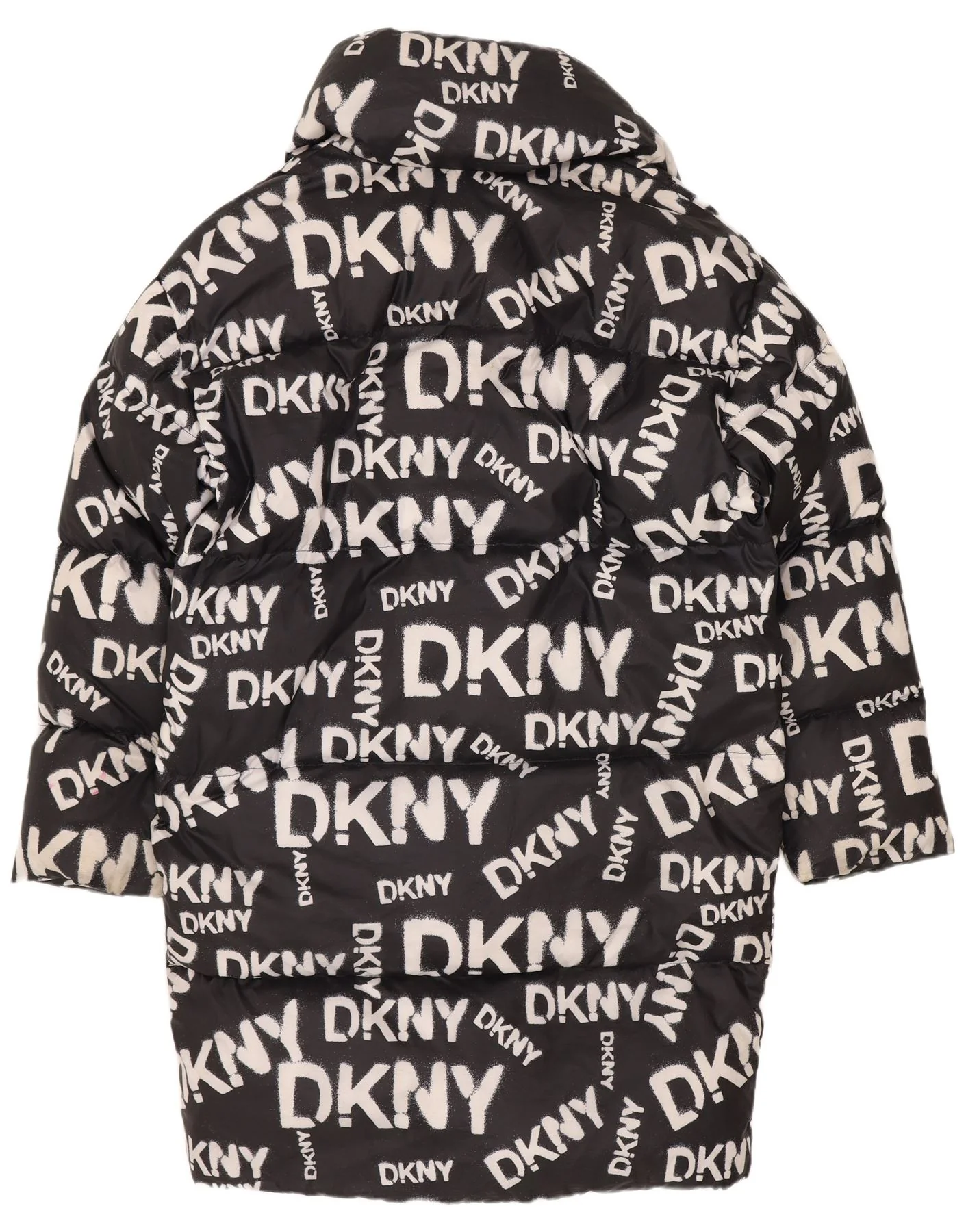 Dkny Womens Graphic Oversized Padded Coat UK 6 XS Black Nylon - Image 2