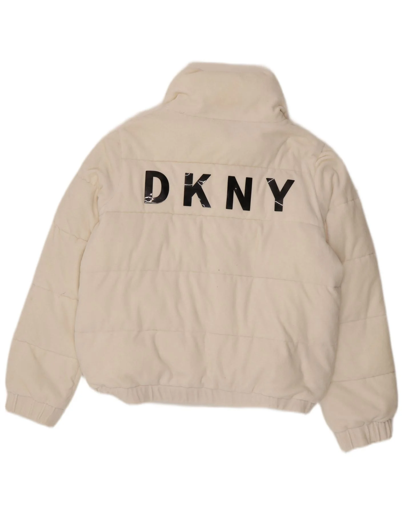Dkny Womens Graphic Padded Jacket UK 16 Large White Cotton - Image 2