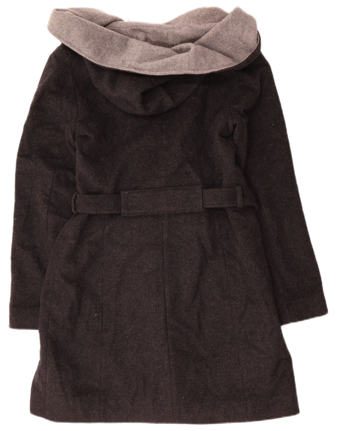 Dkny Womens Hooded Open Overcoat US 8 Medium Grey Wool - Image 2