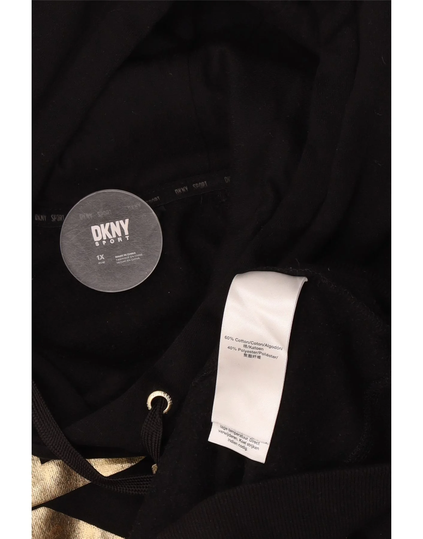Dkny Womens Long Sleeve Graphic Hoodie Dress UK 18 XL Black Cotton - Image 3