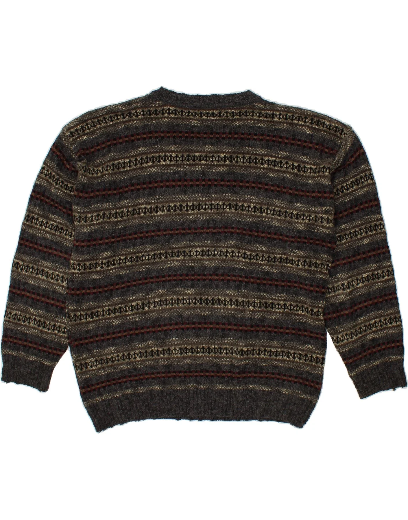 DOCKERS Mens Crew Neck Jumper Sweater Medium Grey Fair Isle Acrylic - Image 2