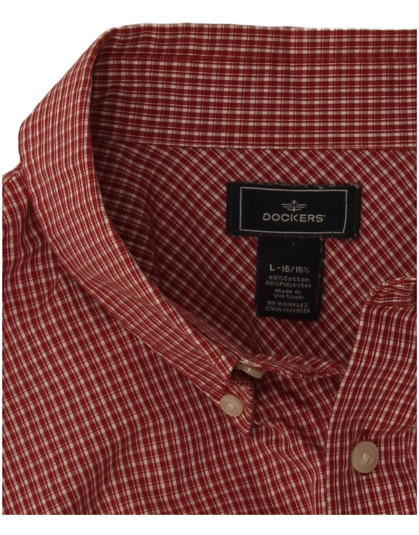 Dockers Mens Short Sleeve Regular Fit Shirt Size 16 1/2 Large Red Cotton - Image 3