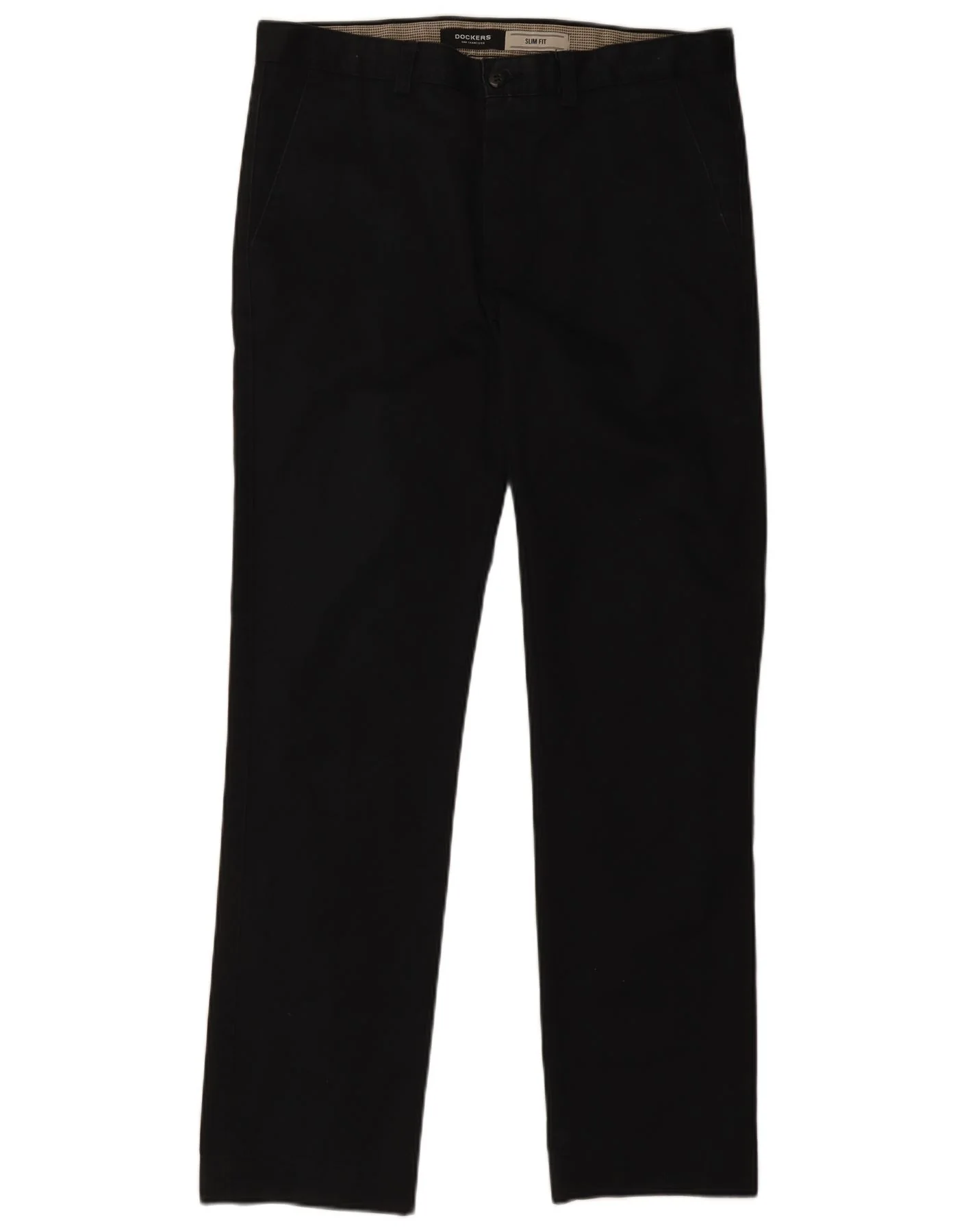 Dockers Mens Slim Fit Chino Trousers W36 L34 Black Cotton