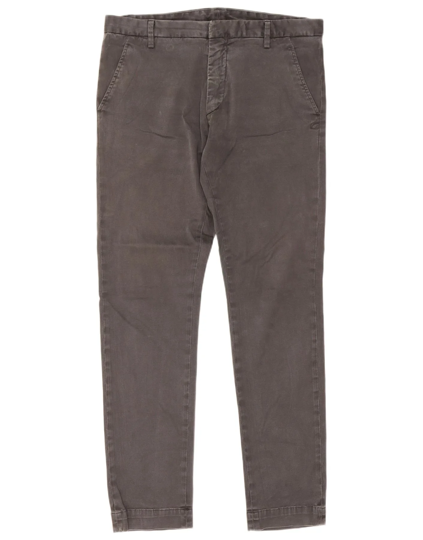 Dondup Mens Slim Chino Trousers W36 L31 Grey Cotton