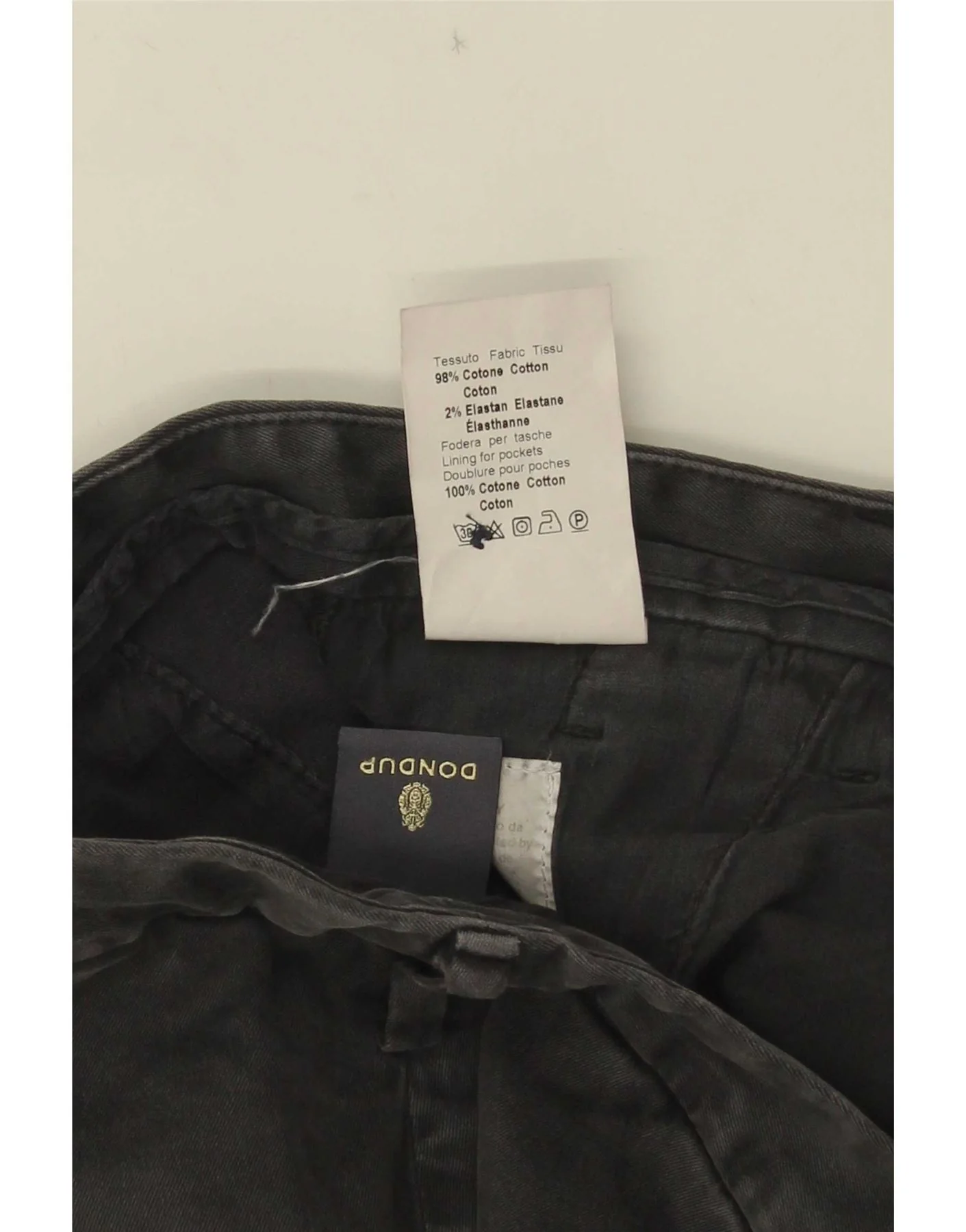 Dondup Mens Slim Chino Trousers W36 L31 Grey Cotton - Image 3