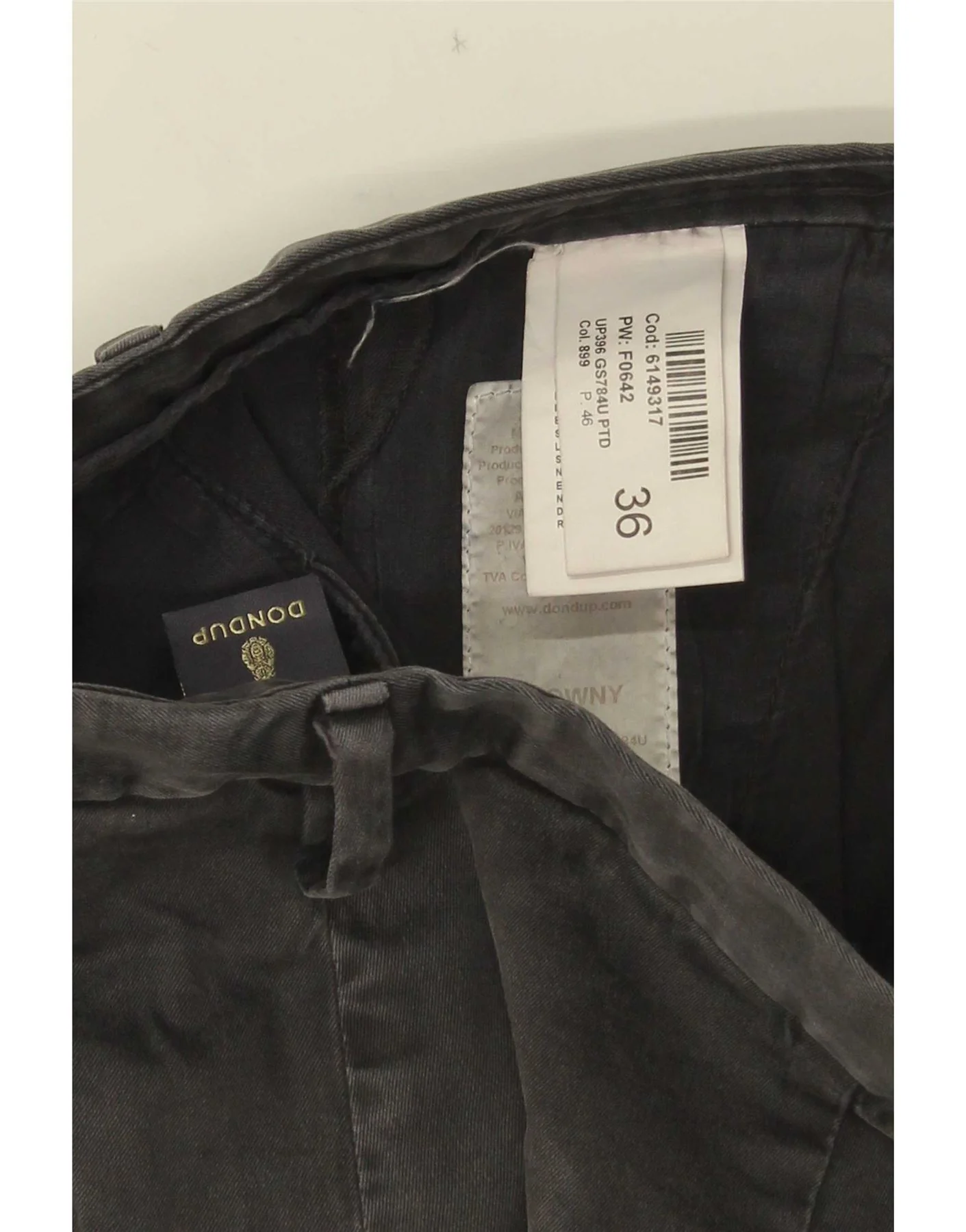 Dondup Mens Slim Chino Trousers W36 L31 Grey Cotton - Image 4
