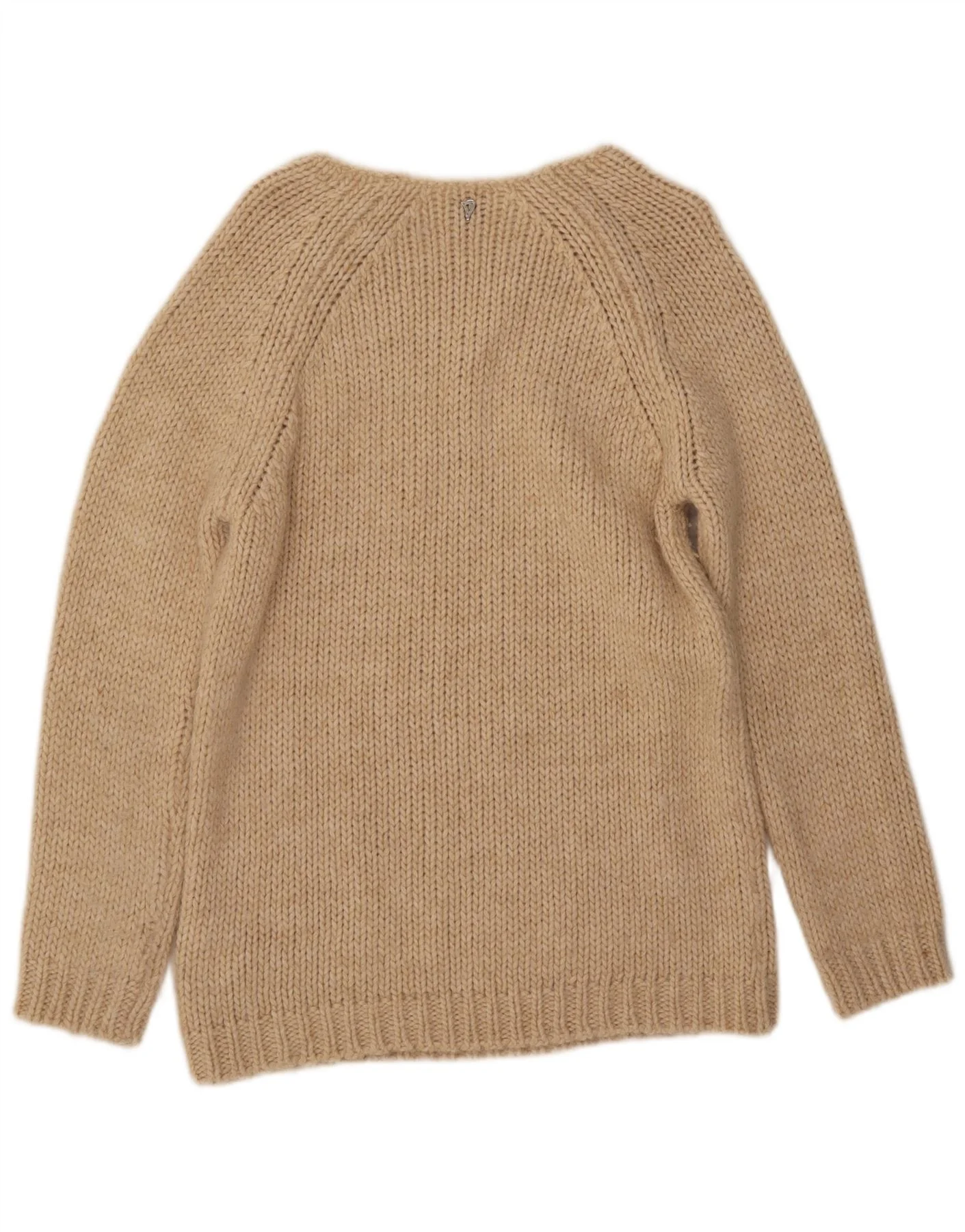 Dondup Womens Boat Neck Jumper Sweater UK 10 Small Beige Merino Wool - Image 2