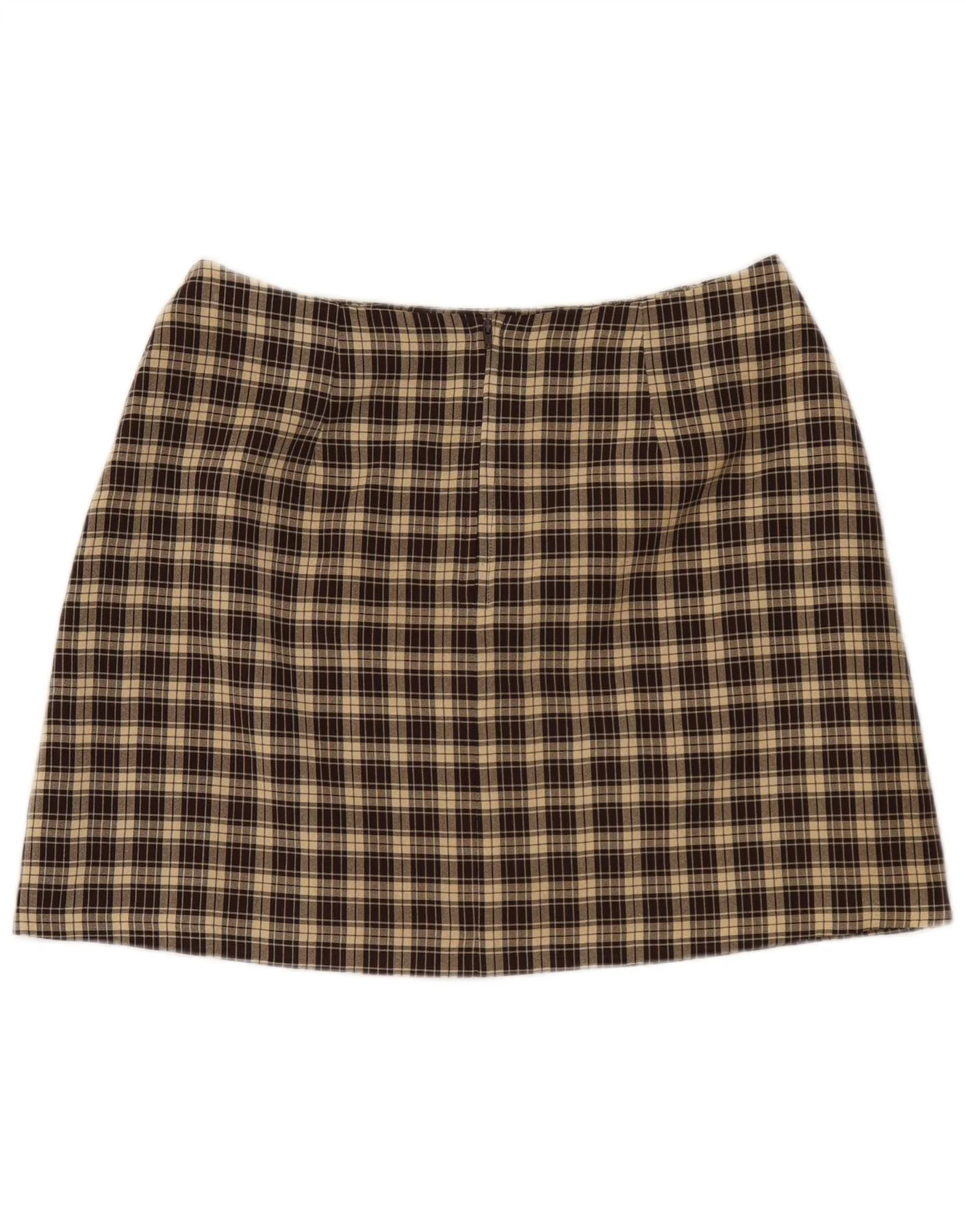 Dorothy Perkins Womens Mini Skirt UK 16 Large W32 Brown Check Polyester - Image 2
