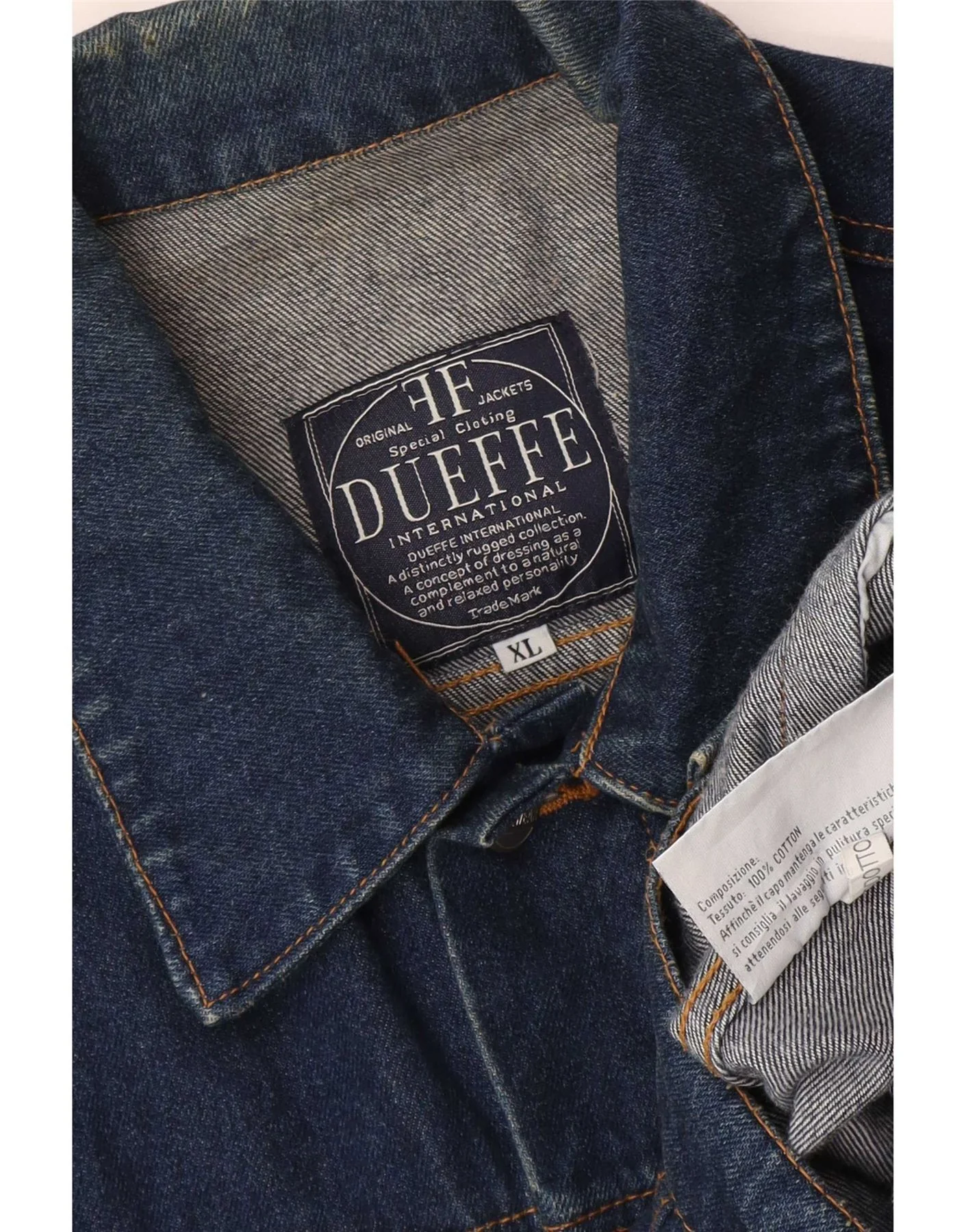 Dueffe Mens Denim Jacket UK 42 XL Navy Blue Cotton - Image 3