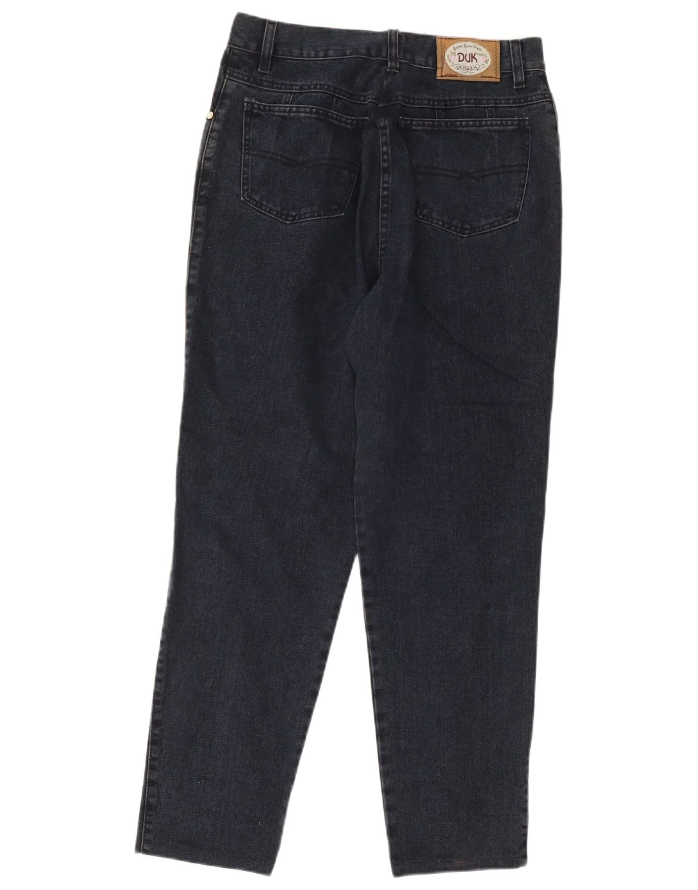 DUK Womens High Waist Tapered Jeans IT 50 XL W32 L28 Navy Blue Cotton - Image 2