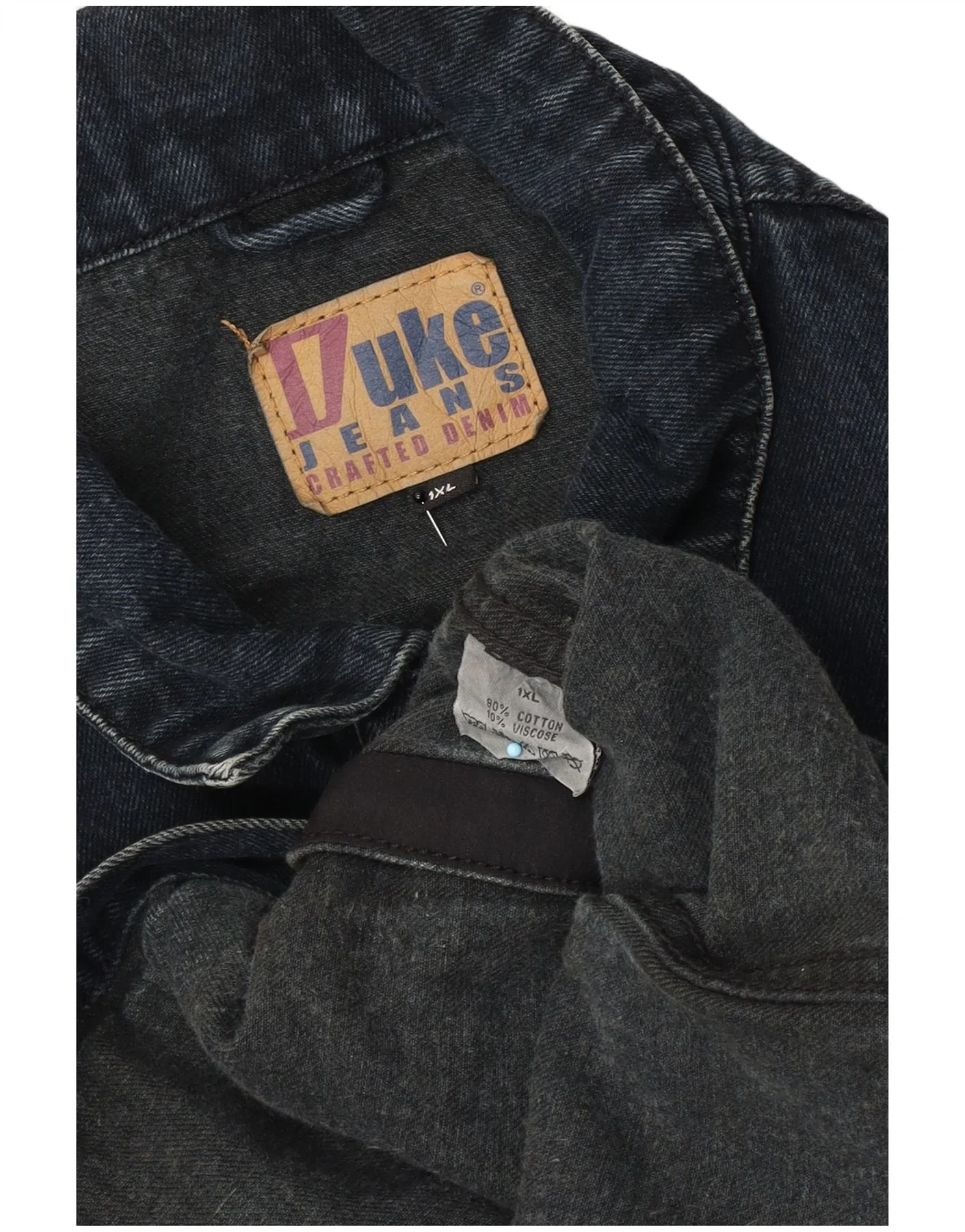 Duke Mens Denim Jacket UK 42 XL Navy Blue Cotton Classic - Image 4