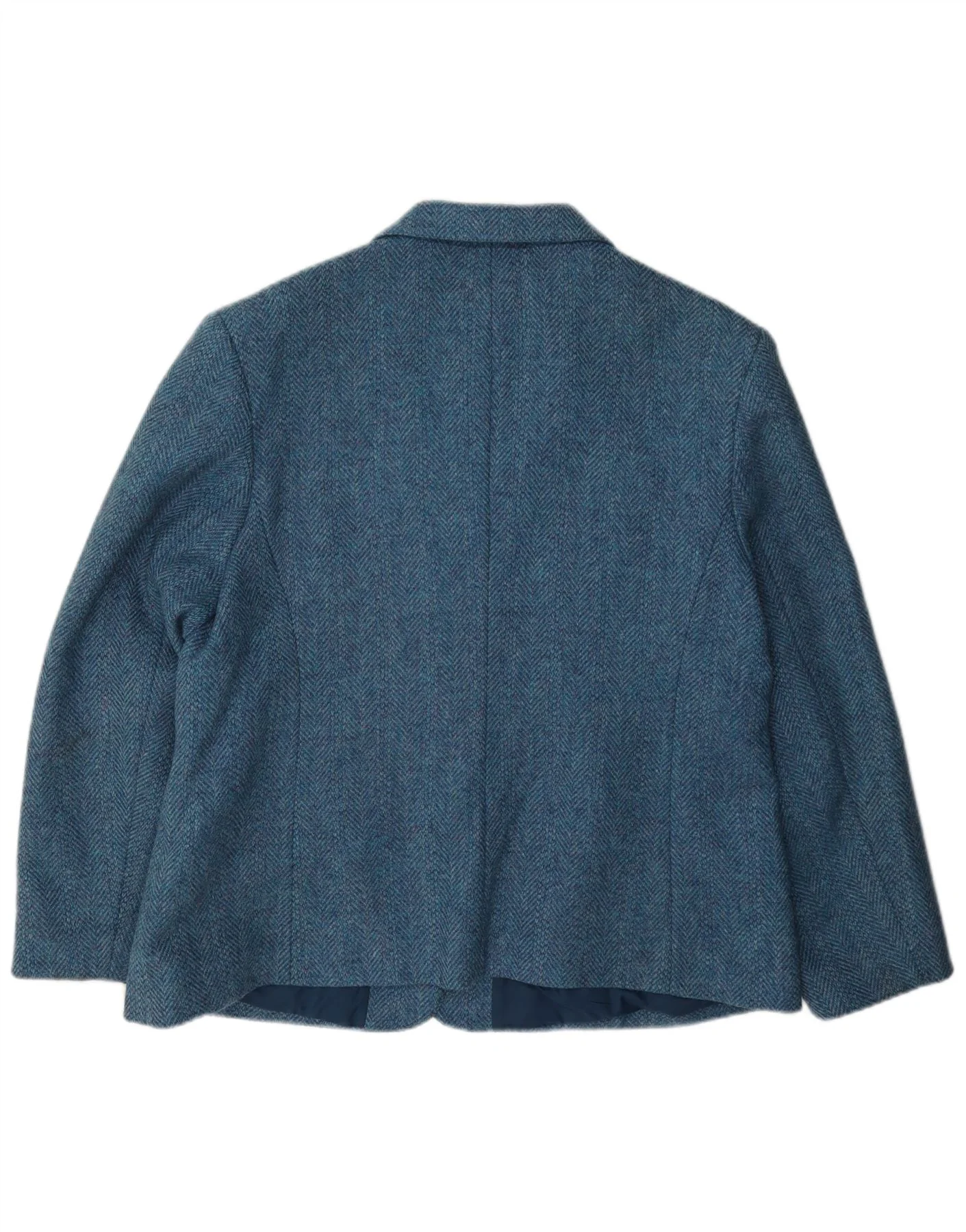 Dunedin Womens 2 Button Blazer Jacket UK 22 3XL Blue Herringbone Wool - Image 2
