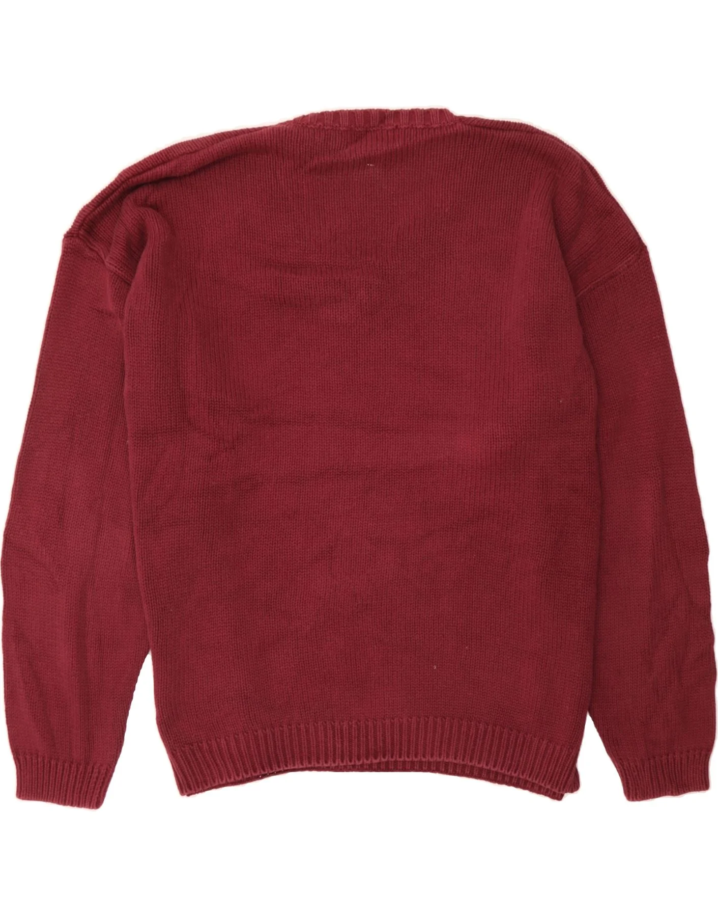 EDDIE BAUER Mens V-Neck Jumper Sweater 3XL Burgundy Cotton - Image 2