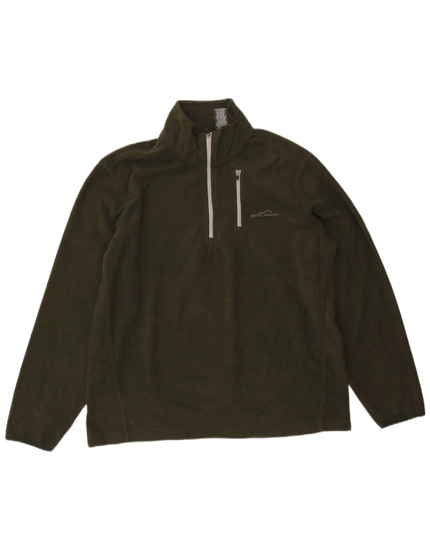 Eddie Bauer Mens Zip Neck Fleece Jumper Large Green Polyester