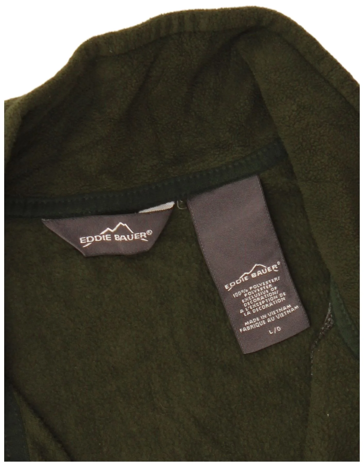 Eddie Bauer Mens Zip Neck Fleece Jumper Large Green Polyester - Image 3
