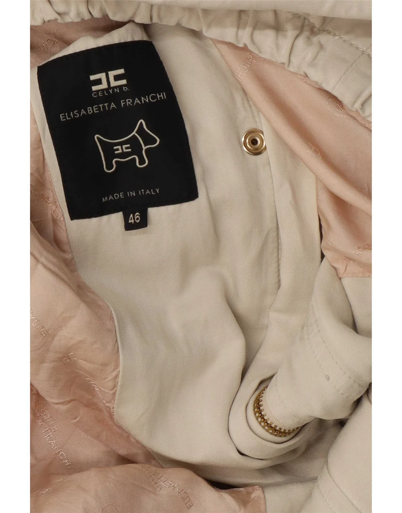 Elisabetta Franchi Womens Military Jacket IT 46 Large Off White - Image 3