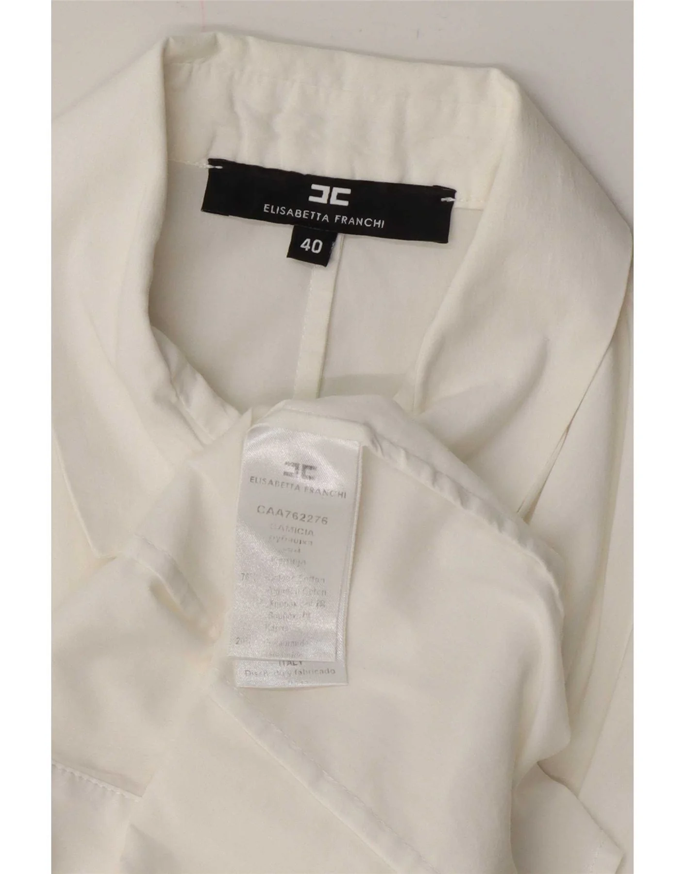 Elisabetta Franchi Womens Short Sleeve Shirt Blouse IT 40 Small White - Image 4