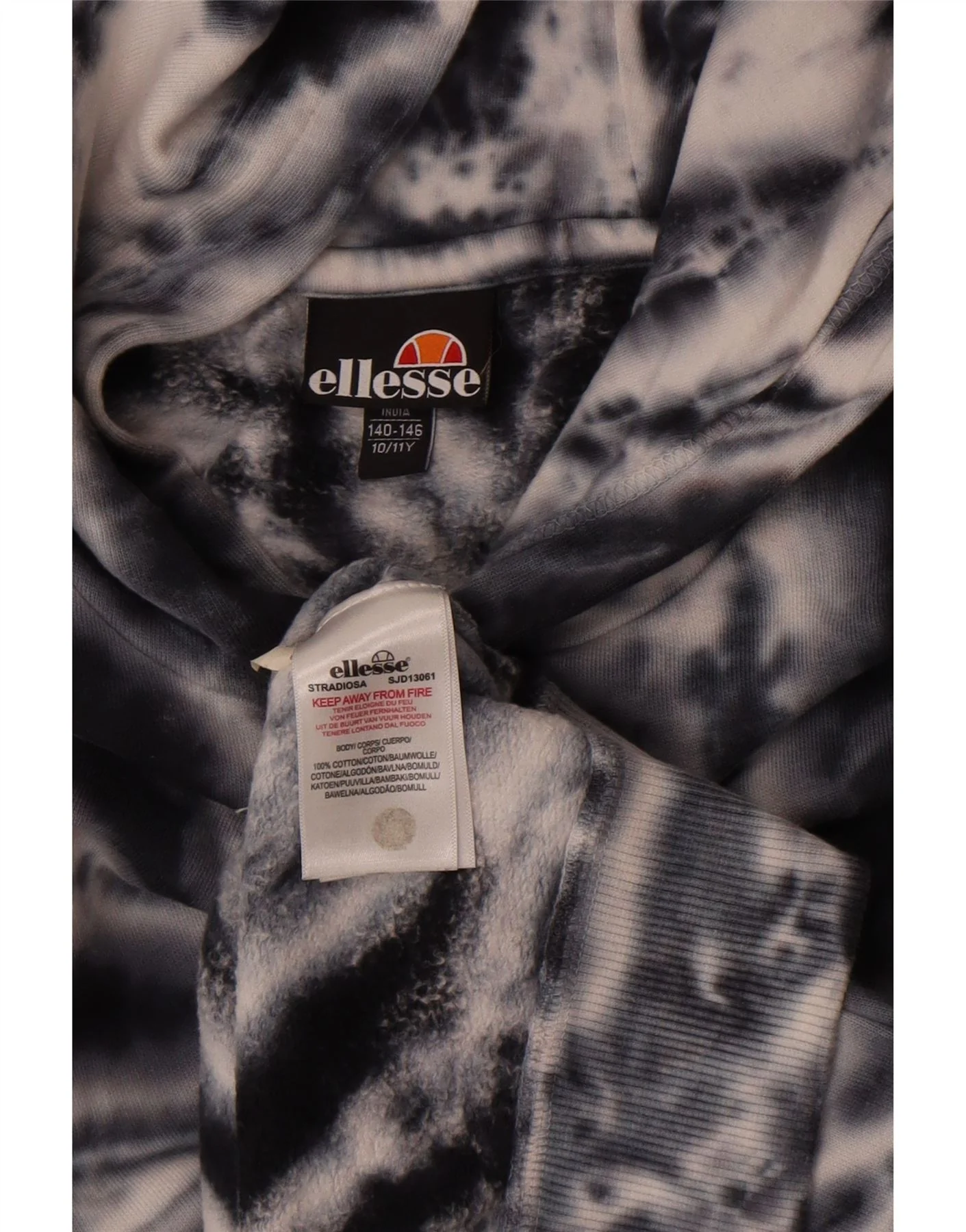 Ellesse Boys Graphic Hoodie Jumper 10-11 Years Navy Blue Tie Dye Cotton - Image 3
