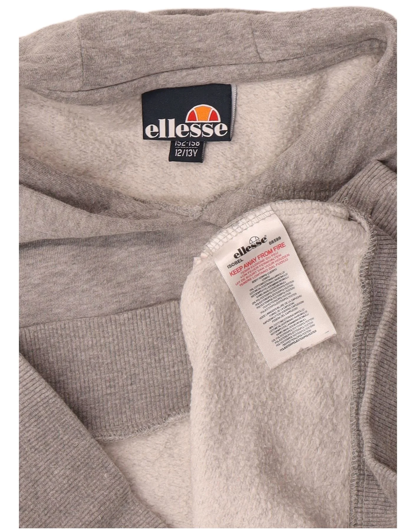 Ellesse Boys Graphic Hoodie Jumper 12-13 Years Grey Flecked Cotton - Image 3