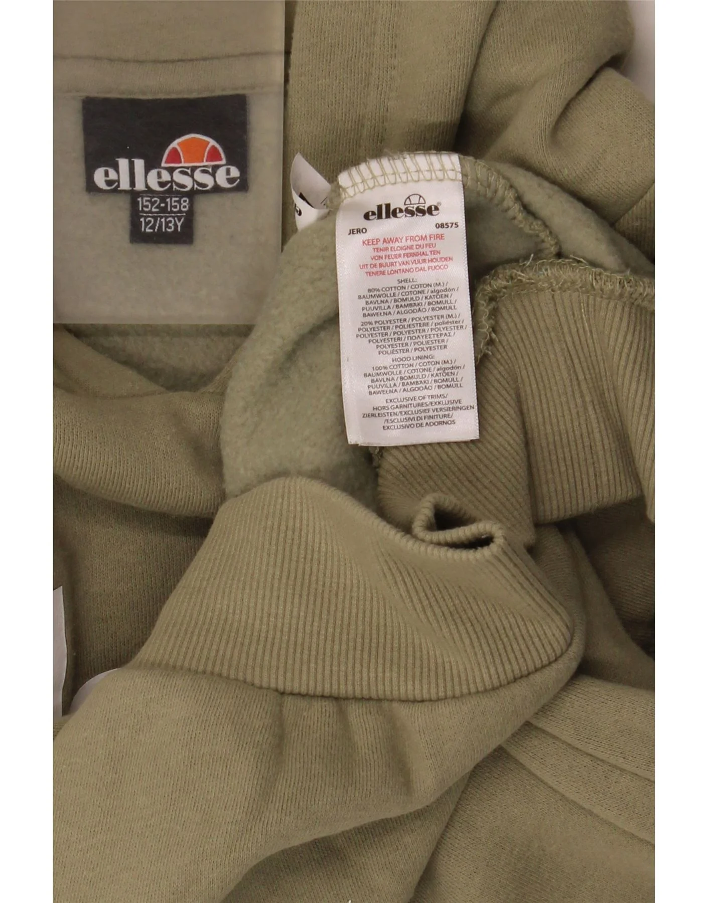 Ellesse Boys Graphic Hoodie Jumper 12-13 Years Khaki Cotton - Image 3
