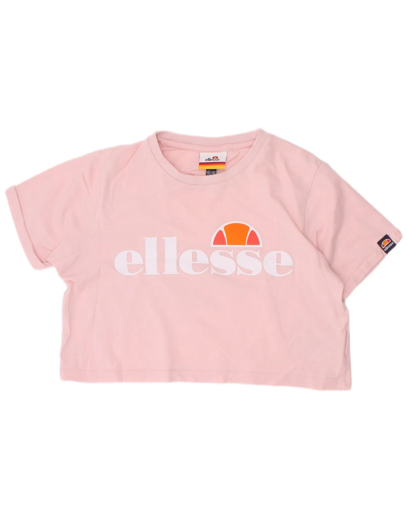 Ellesse Girls Crop Graphic T-Shirt Top 10-11 Years Pink Cotton