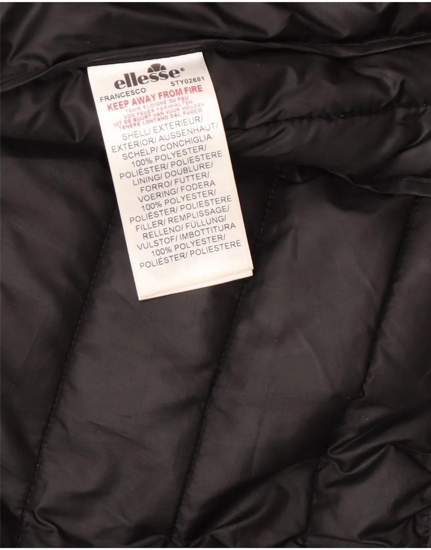 Ellesse Mens Graphic Padded Jacket UK 40 Large Black Polyester - Image 4