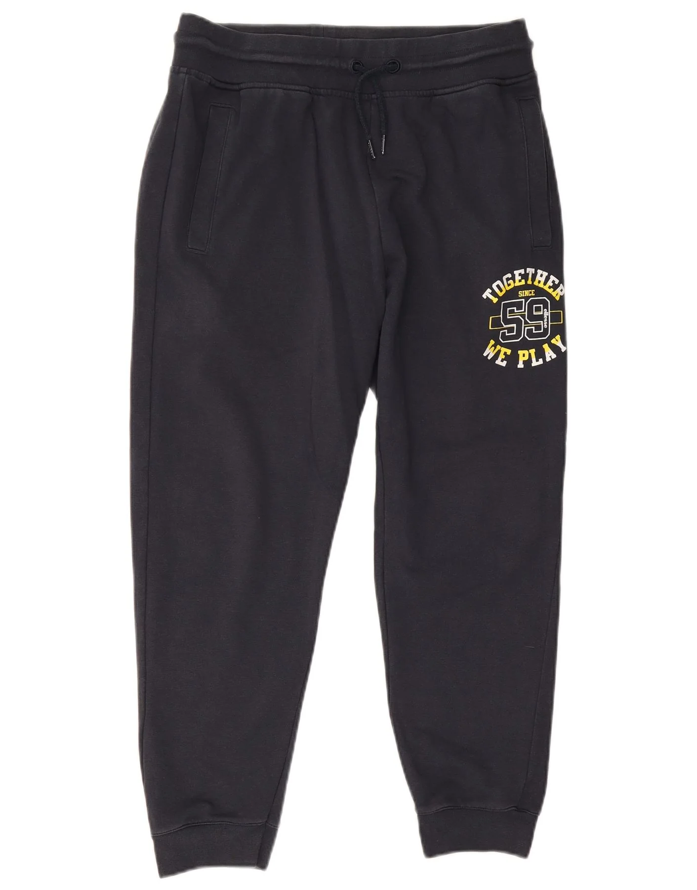 Ellesse Mens Graphic Tracksuit Trousers Joggers Large Navy Blue Cotton