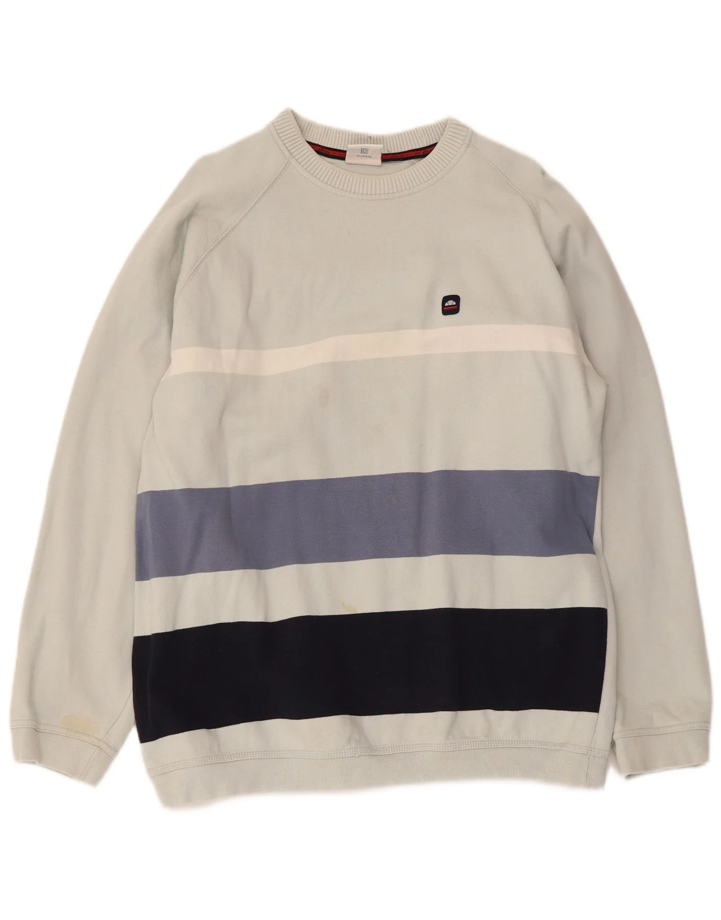 Ellesse Mens Sweatshirt Jumper Medium Blue Striped Cotton