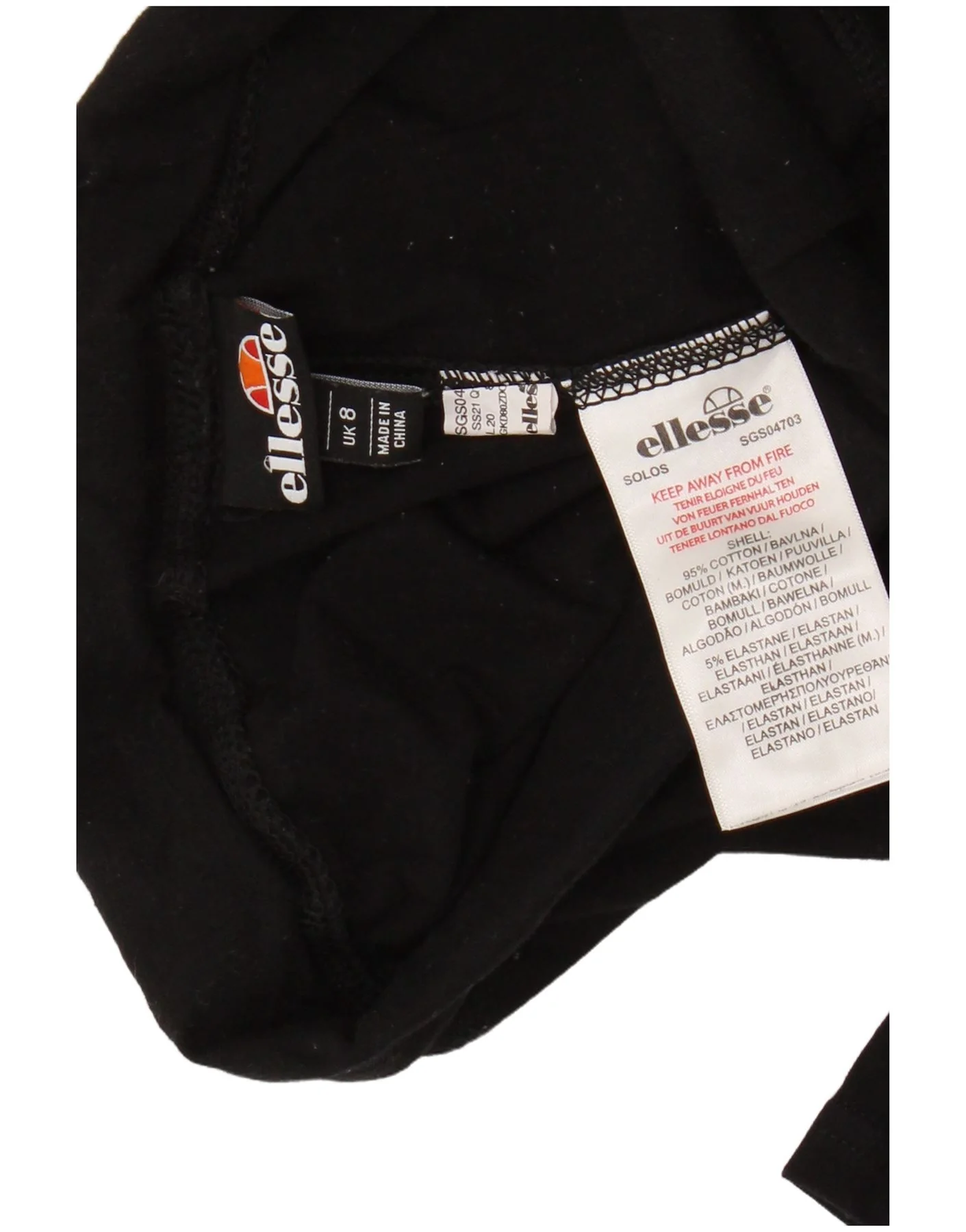 Ellesse Womens Graphic Leggings UK 8 Small Black Cotton - Image 3