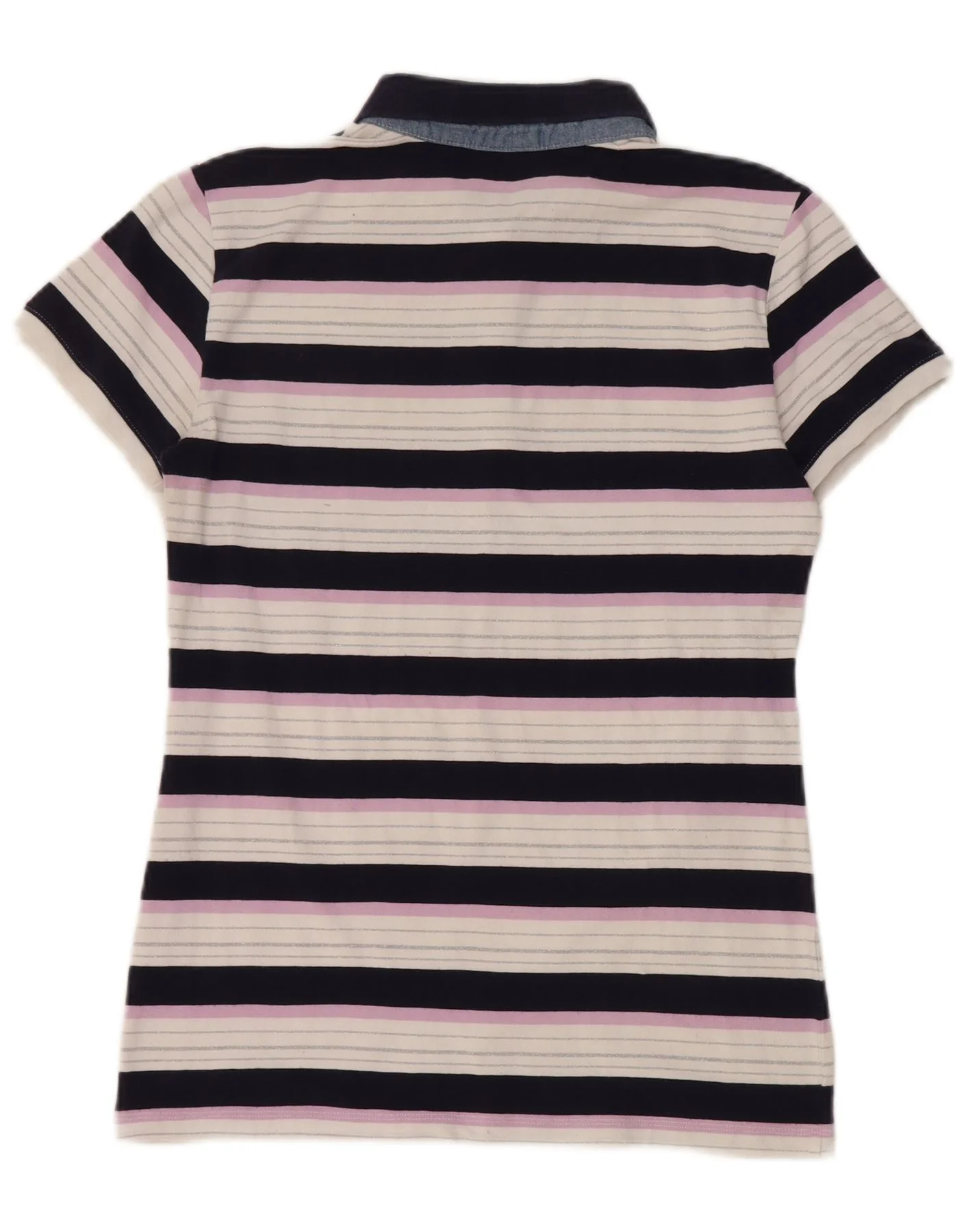 Ellesse Womens Short Sleeve Polo shirt UK 14 Large Multicoloured Striped - Image 2