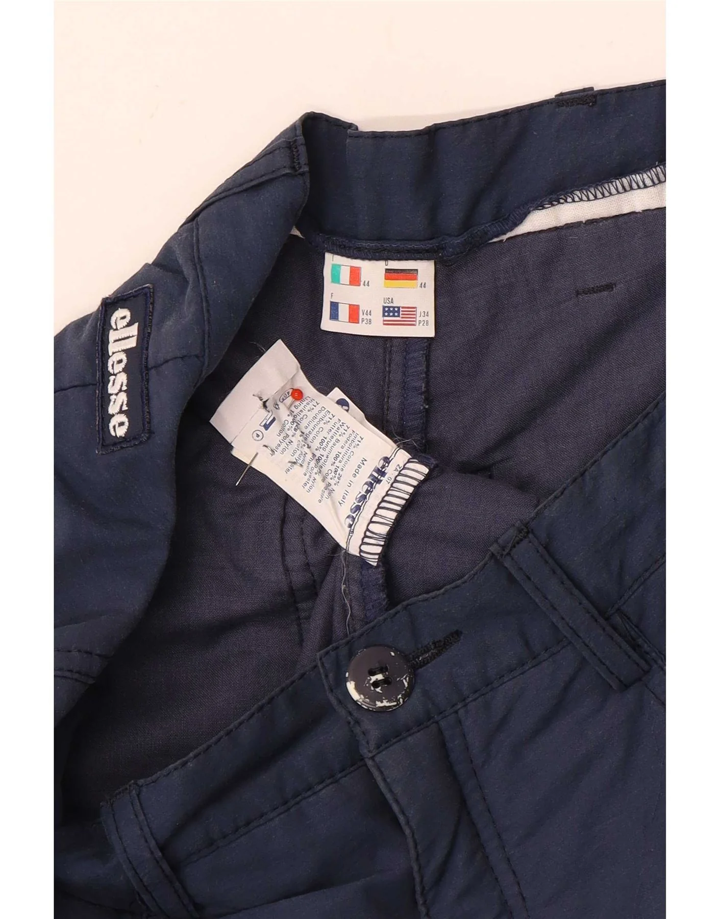 Ellesse Womens Straight Windbreaker Trousers IT 44 Medium W28 L35 Navy Blue - Image 3