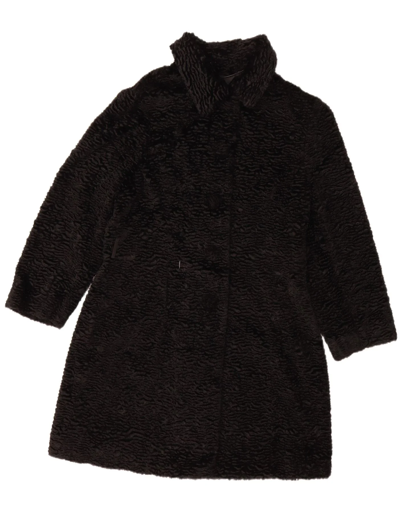 Emozioni Womens Faux Fur Overcoat UK 16 Large Black Acetate