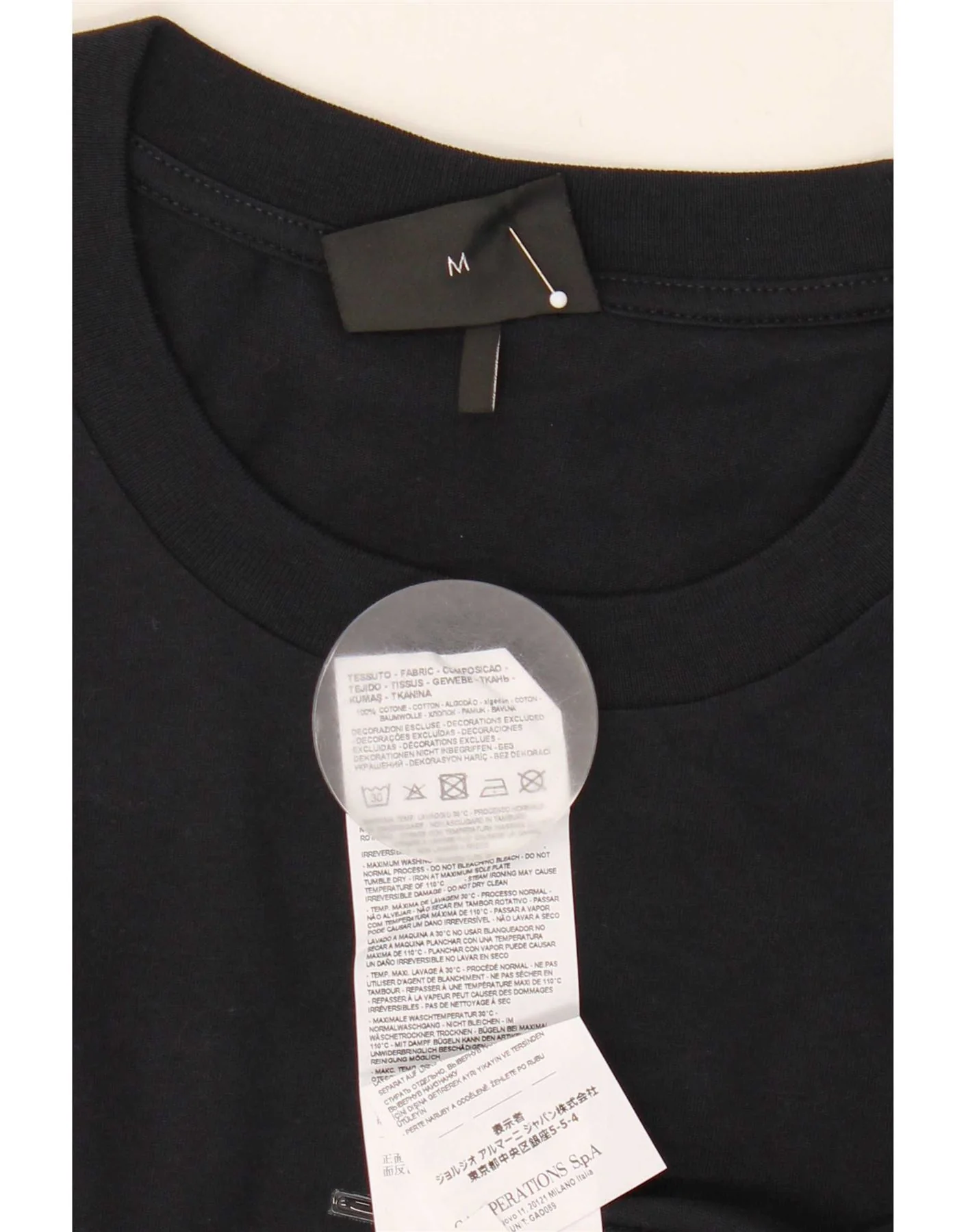 Emporio Armani Mens Graphic T-Shirt Top Medium Black Cotton - Image 4