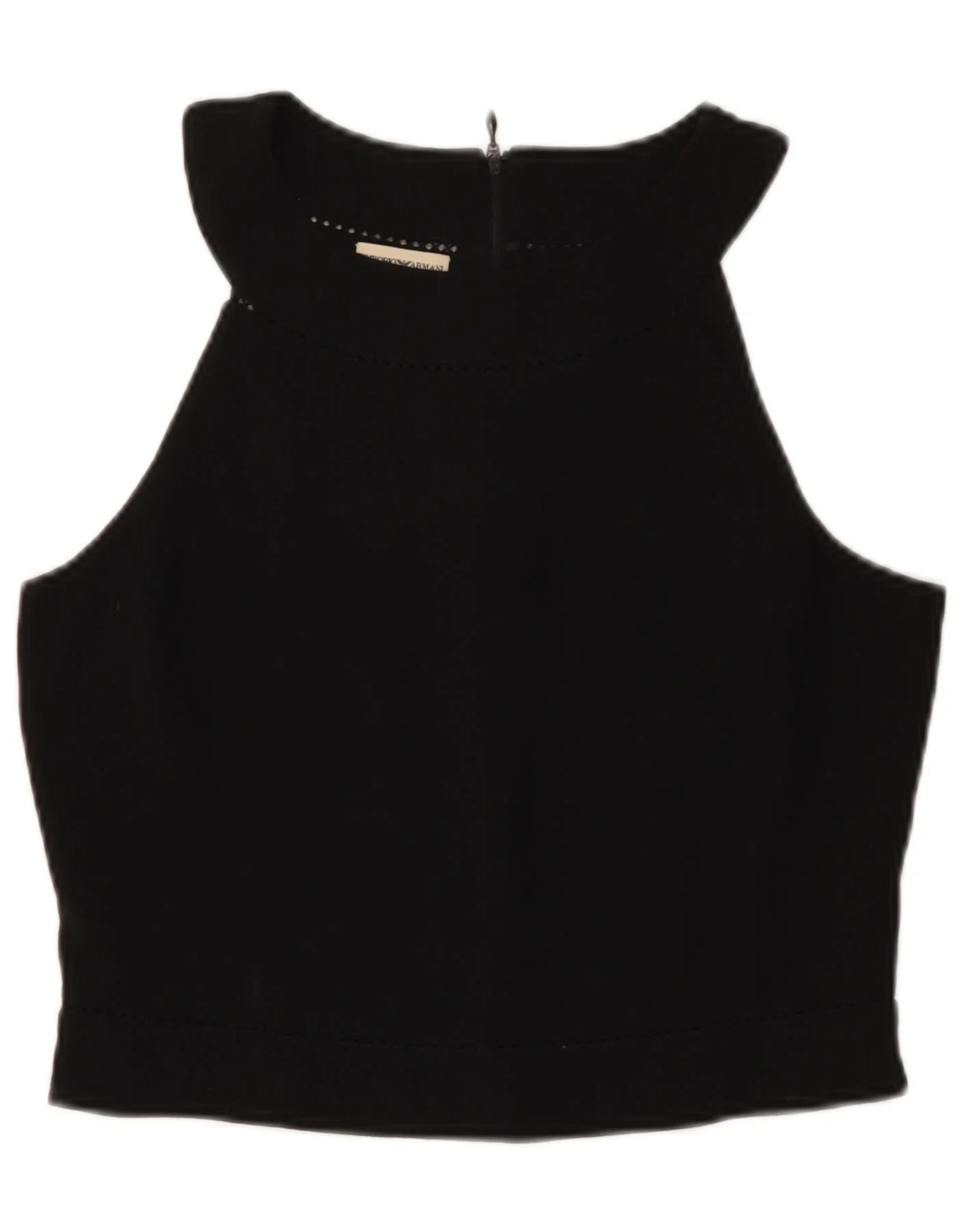 Emporio Armani Womens Crop Halter Top IT 46 Large Black Wool