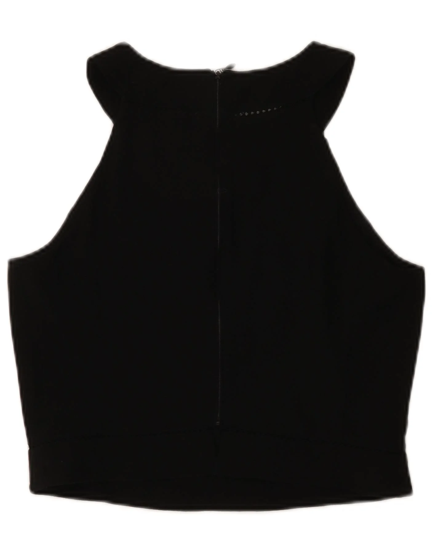 Emporio Armani Womens Crop Halter Top IT 46 Large Black Wool - Image 2