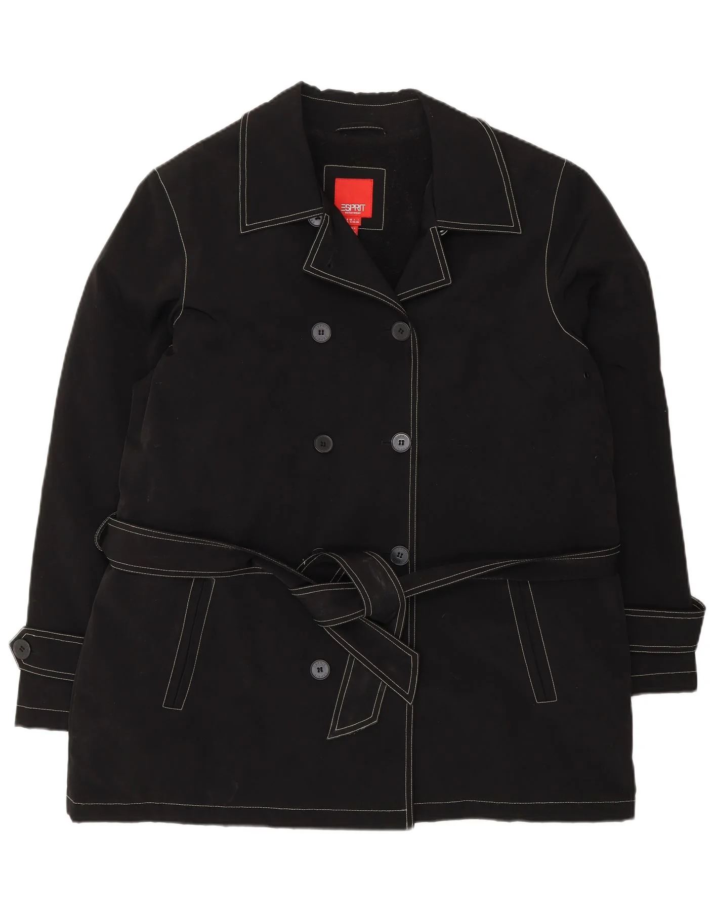 Esprit Womens Sherpa Pea Coat UK 18 XL Black Polyester