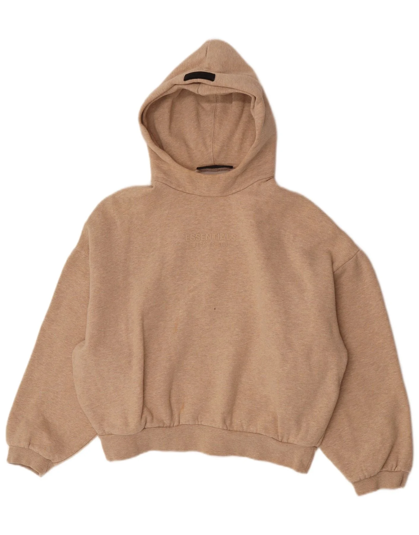 Essentials Womens Graphic Oversized Hoodie Jumper UK 6 XS Beige Cotton