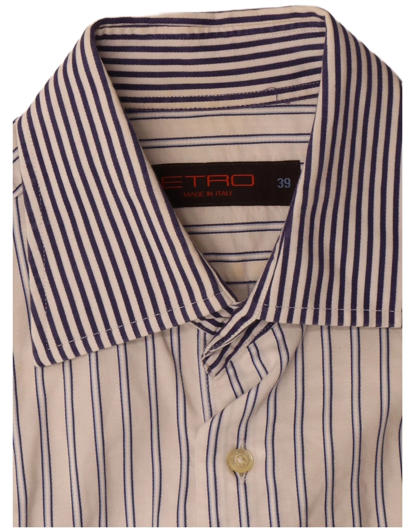 Etro Mens Shirt Size 39 Medium White Striped - Image 5