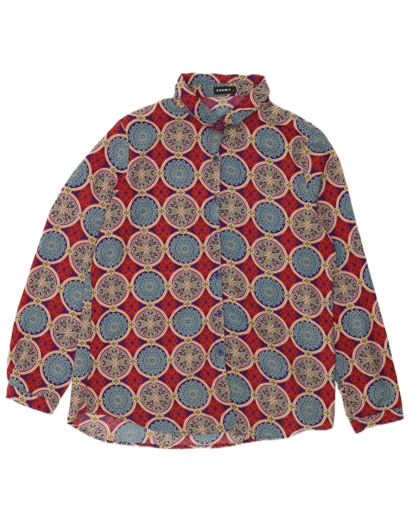 Exibit Womens Shirt Blouse UK 14 Large Multicoloured Geometric Polyester