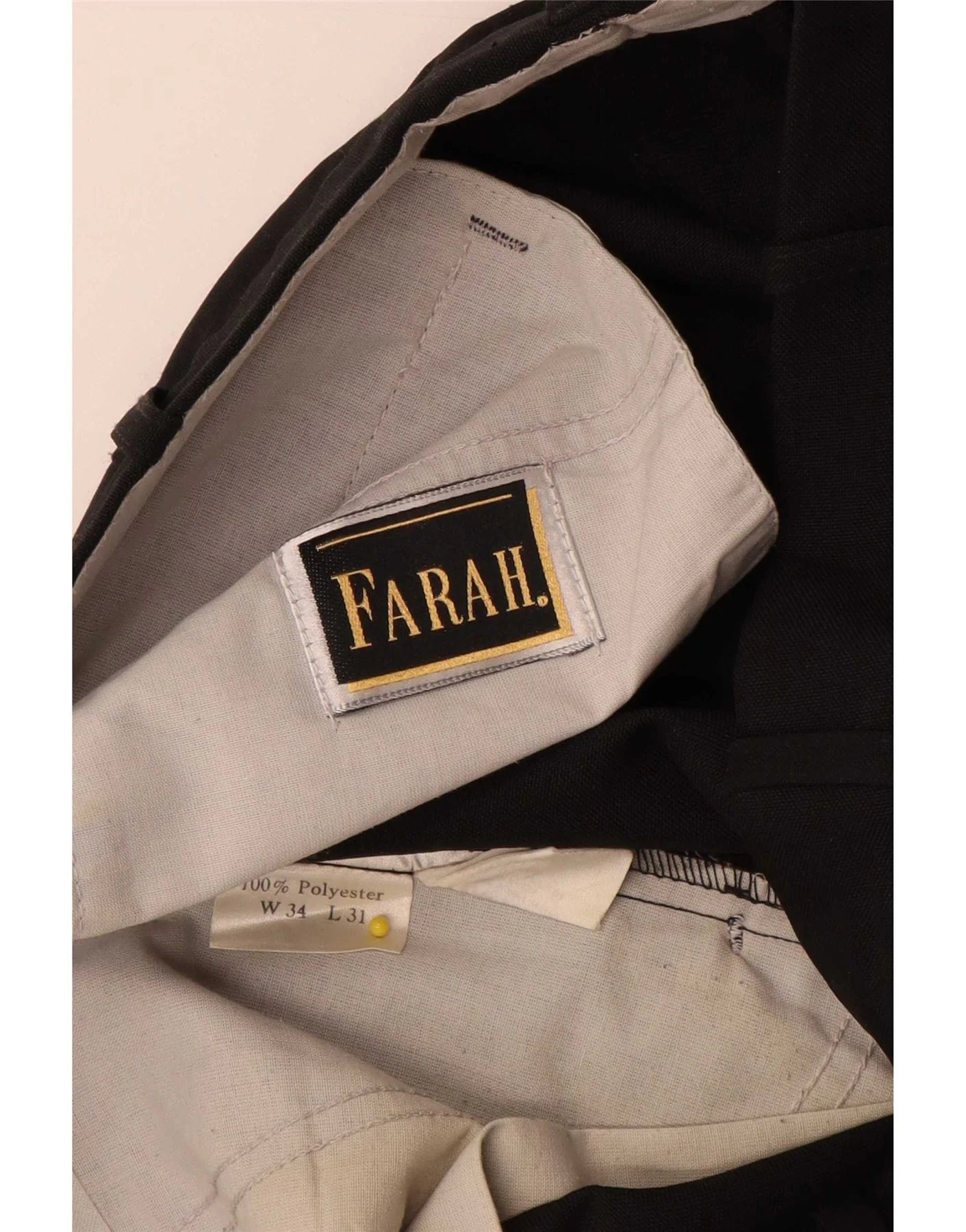 Farah Mens Pegged Suit Trousers W34 L31 Black Polyester - Image 3