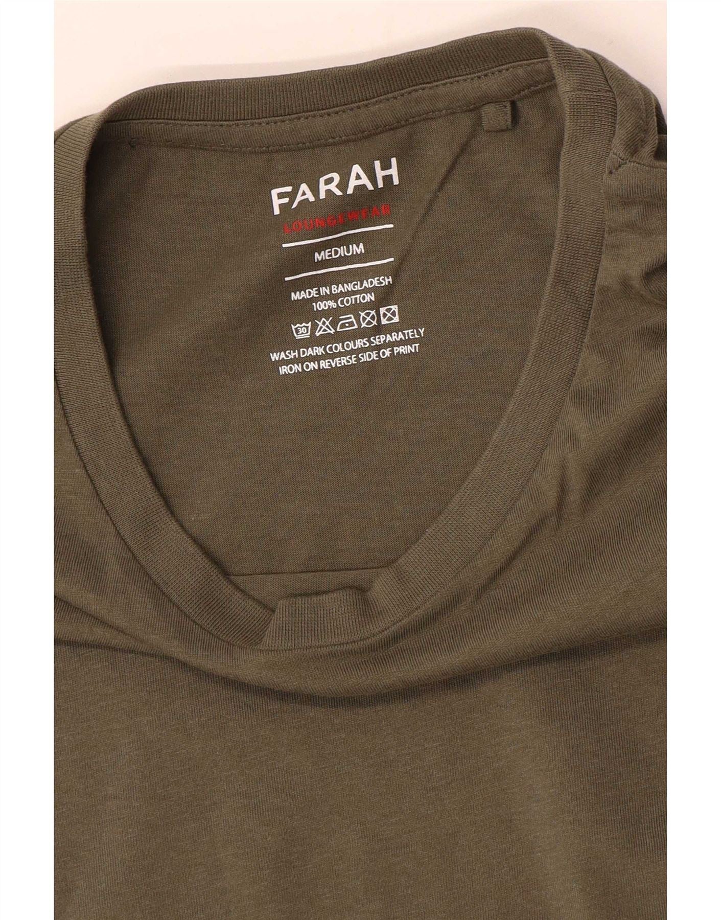 Farah Mens T-Shirt Top Medium Khaki Cotton - Image 3
