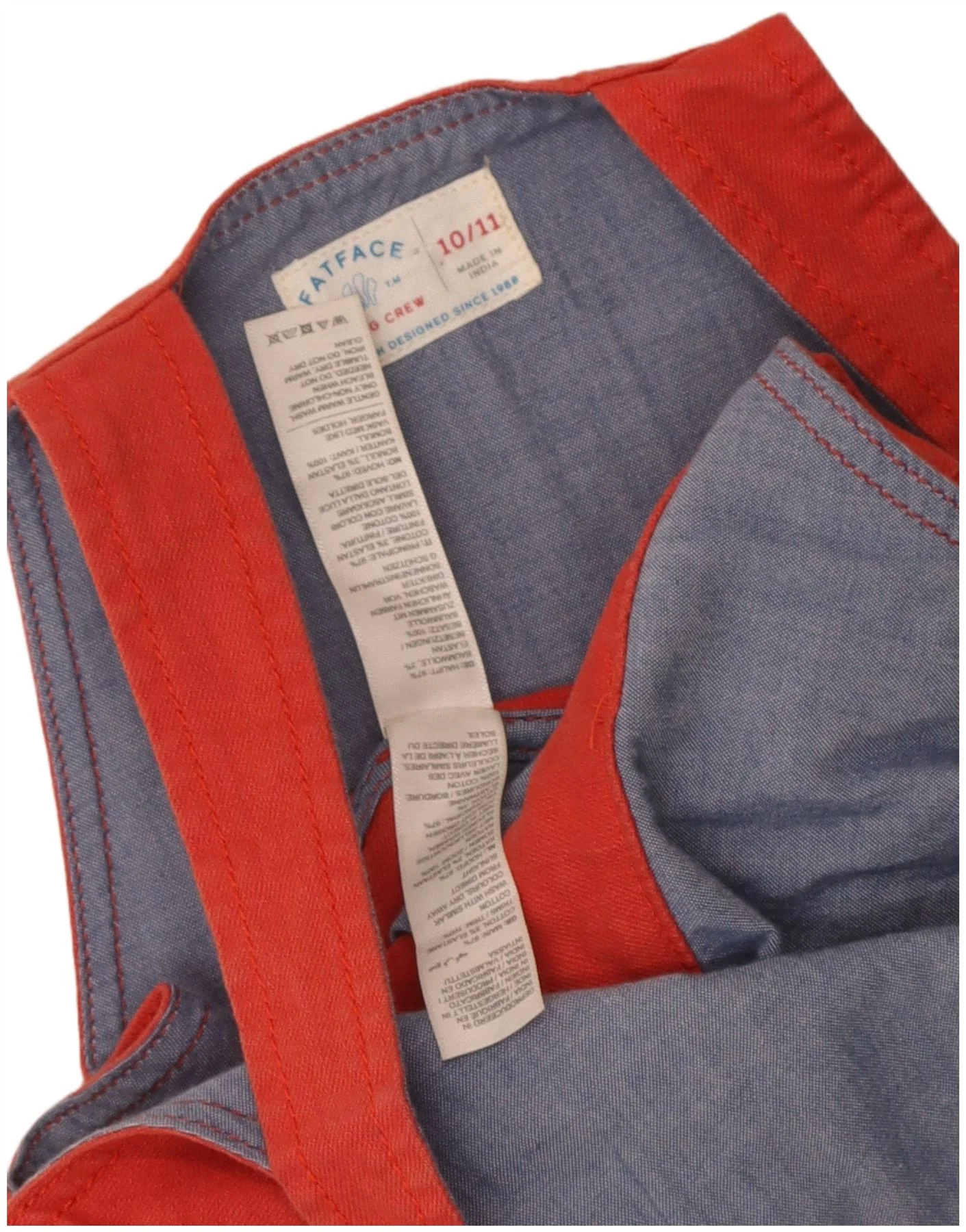 Fat Face Girls Dungaree Denim Skirt 10-11 Years W26 Red Cotton - Image 3