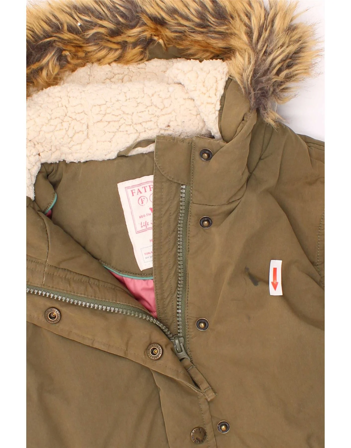 Fat Face Girls Hooded Parka Jacket 6-7 Years Green Cotton - Image 4