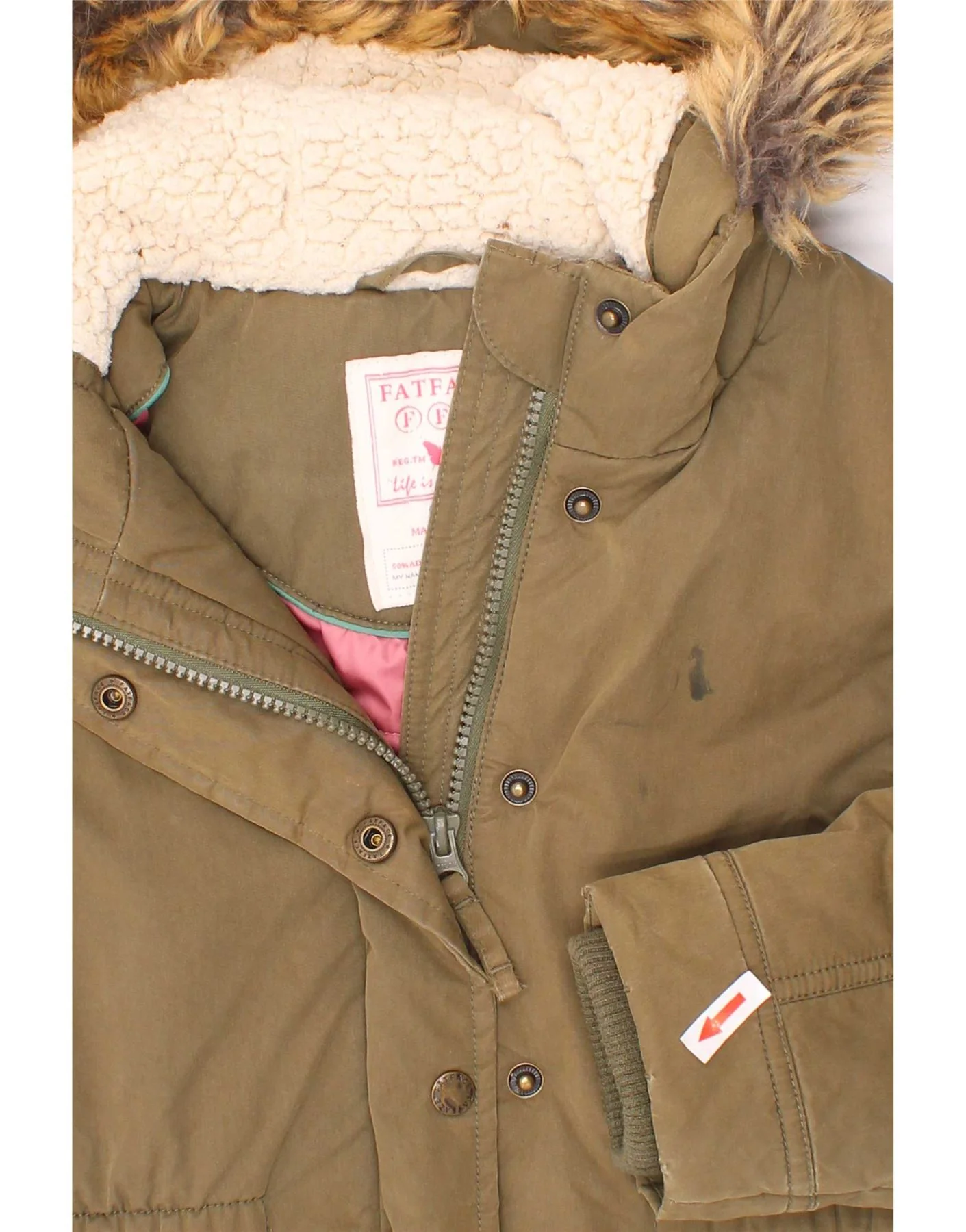 Fat Face Girls Hooded Parka Jacket 6-7 Years Green Cotton - Image 5