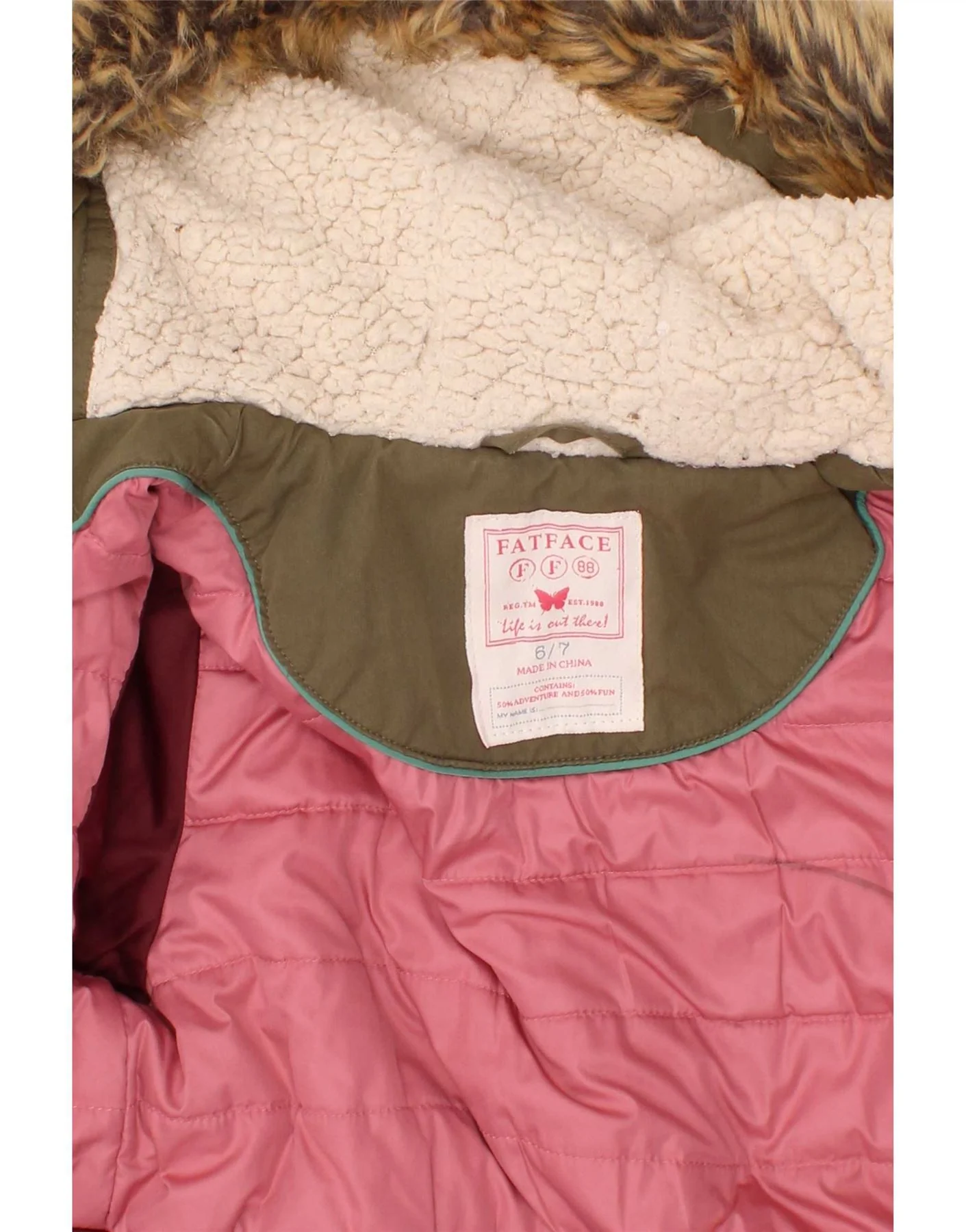Fat Face Girls Hooded Parka Jacket 6-7 Years Green Cotton - Image 7