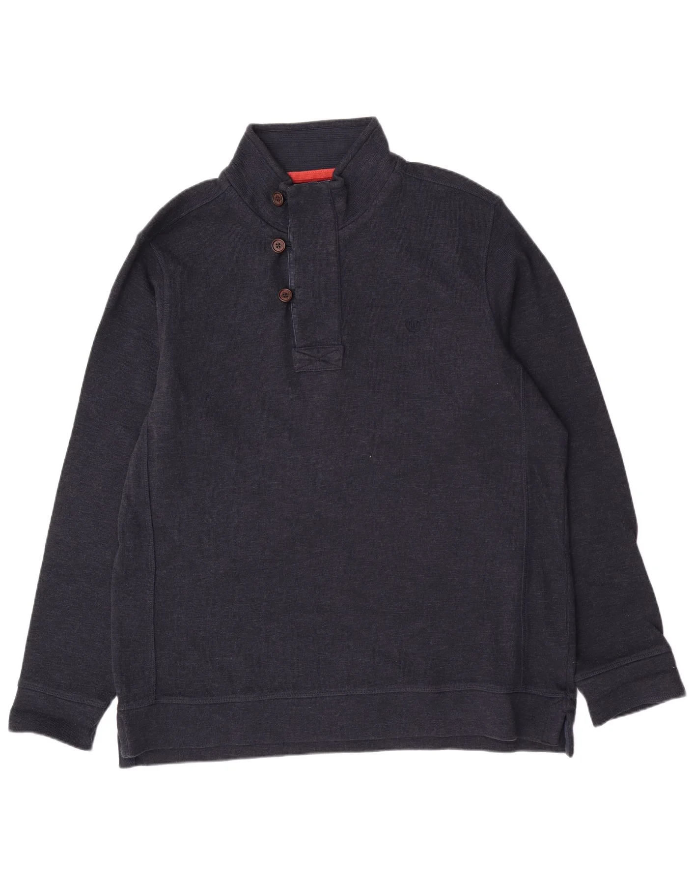 Fat Face Mens Button Neck Jumper Sweater XL Navy Blue Cotton Classic