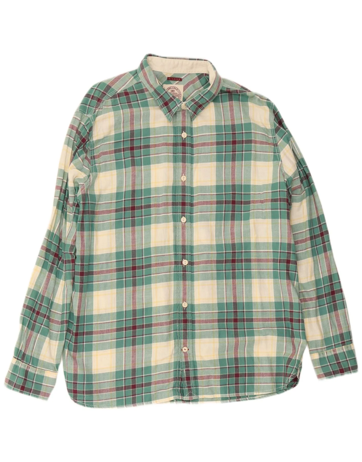 Fat Face Mens Flannel Shirt XL Green Check Cotton