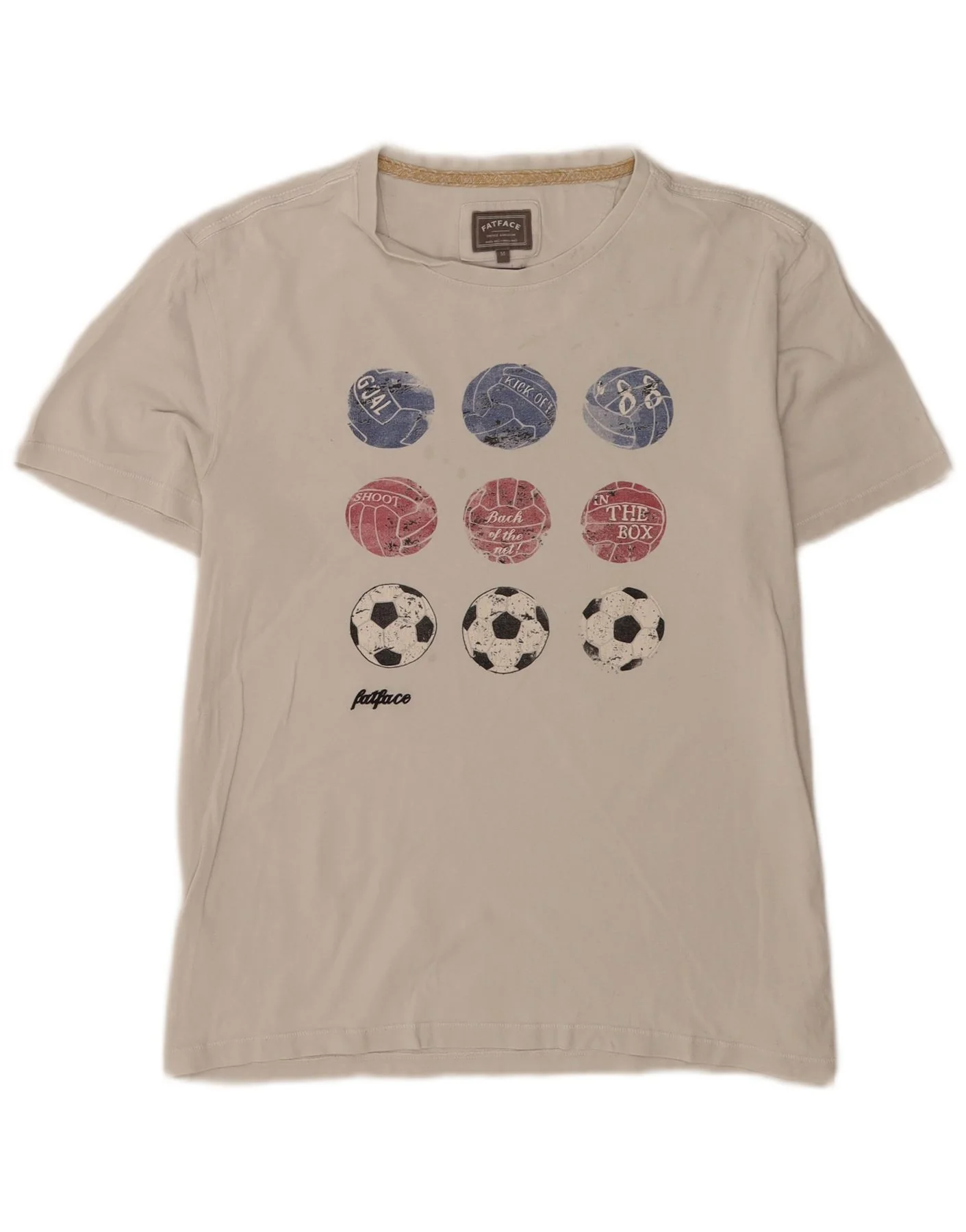 Fat Face Mens Graphic T-Shirt Top Medium White Cotton