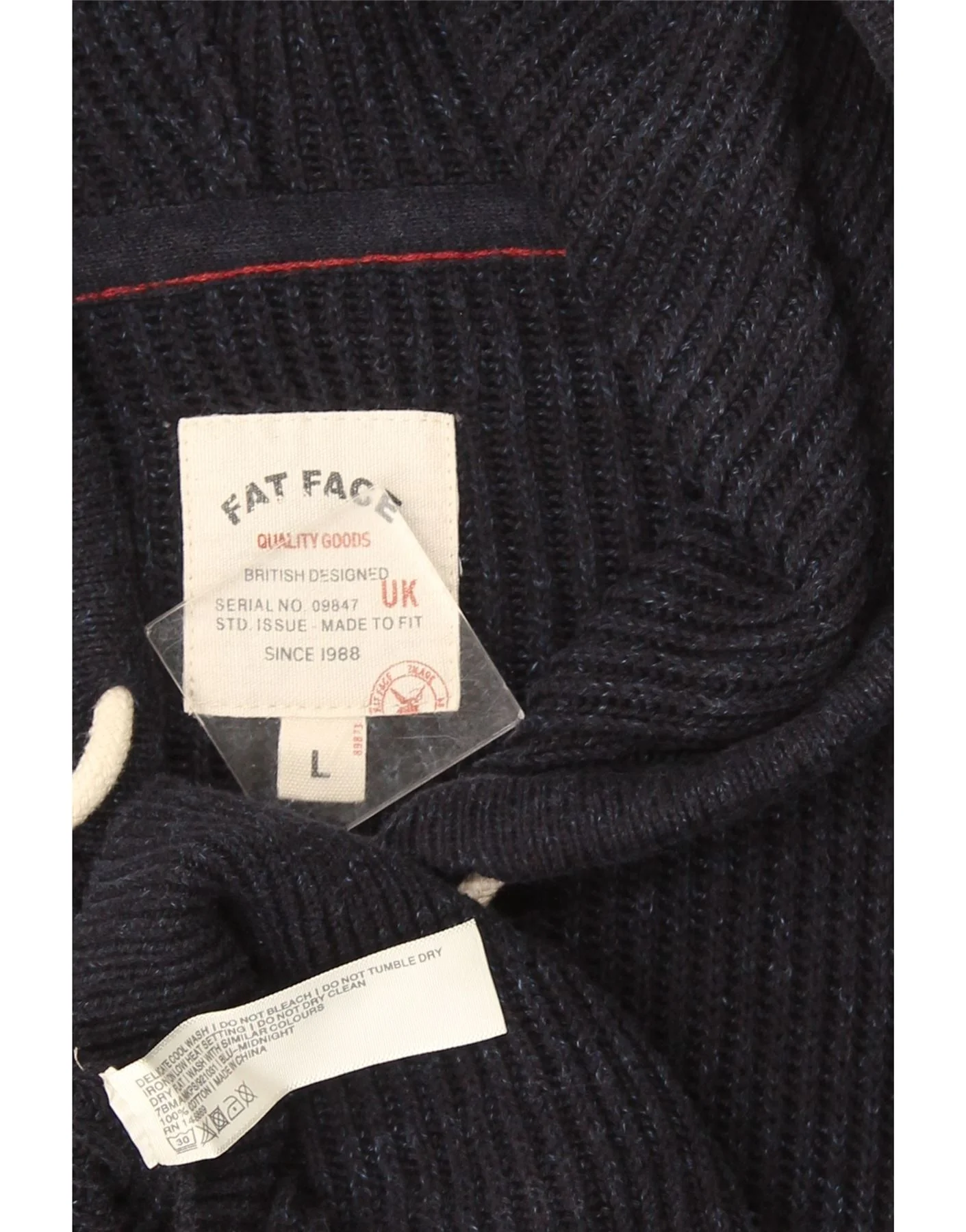 Fat Face Mens Hooded Full Zip Cardigan Sweater Large Navy Blue Flecked - Image 3